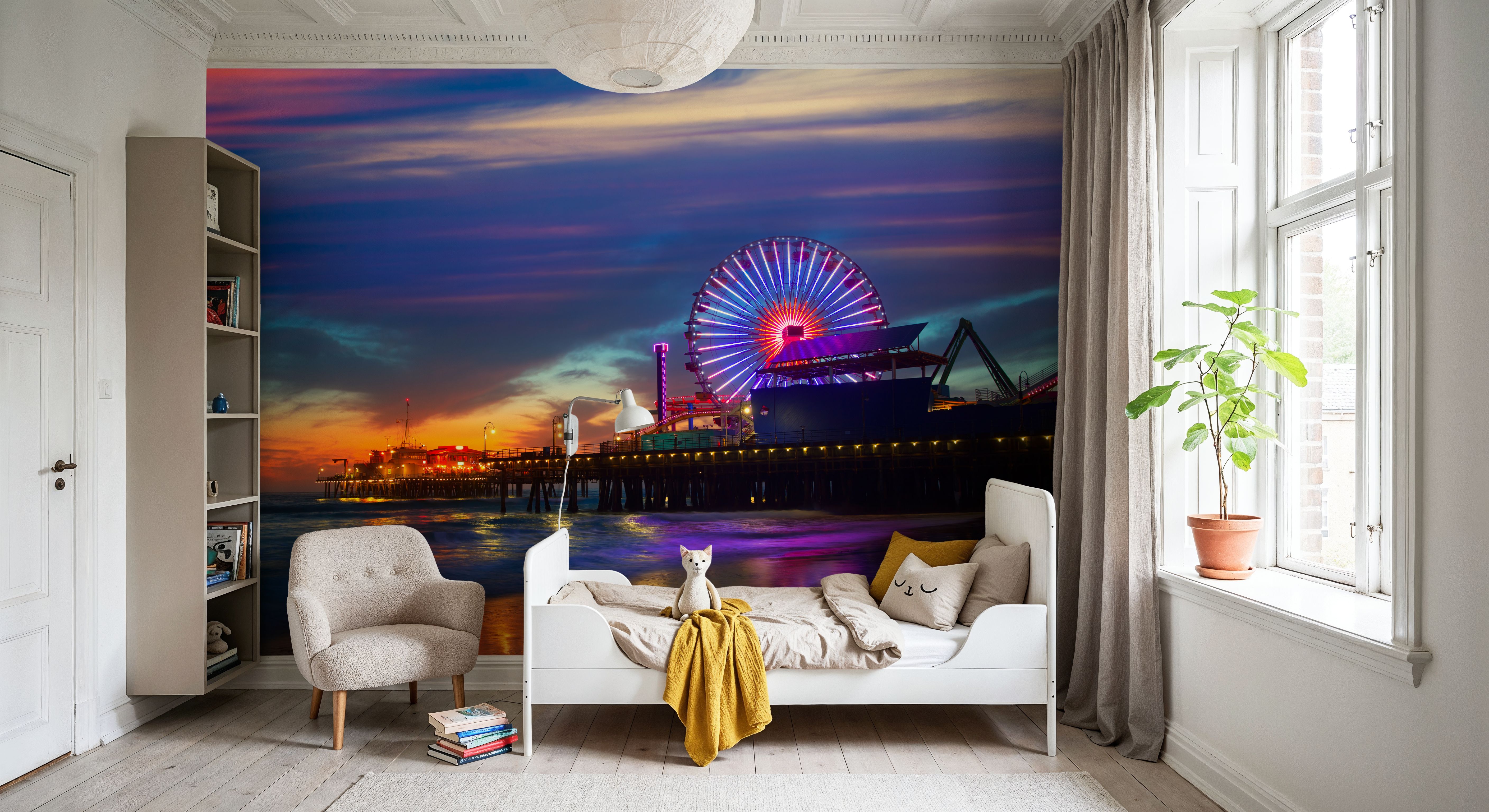 Santa Monica Pier Sunset Purple