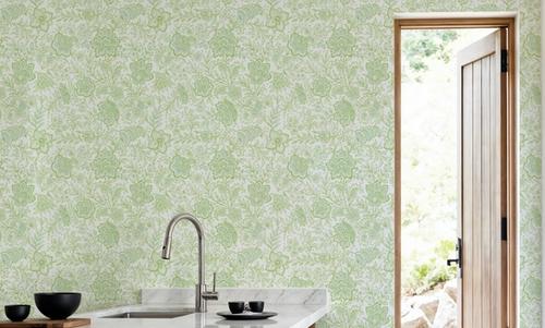Kala Flowers Green on White