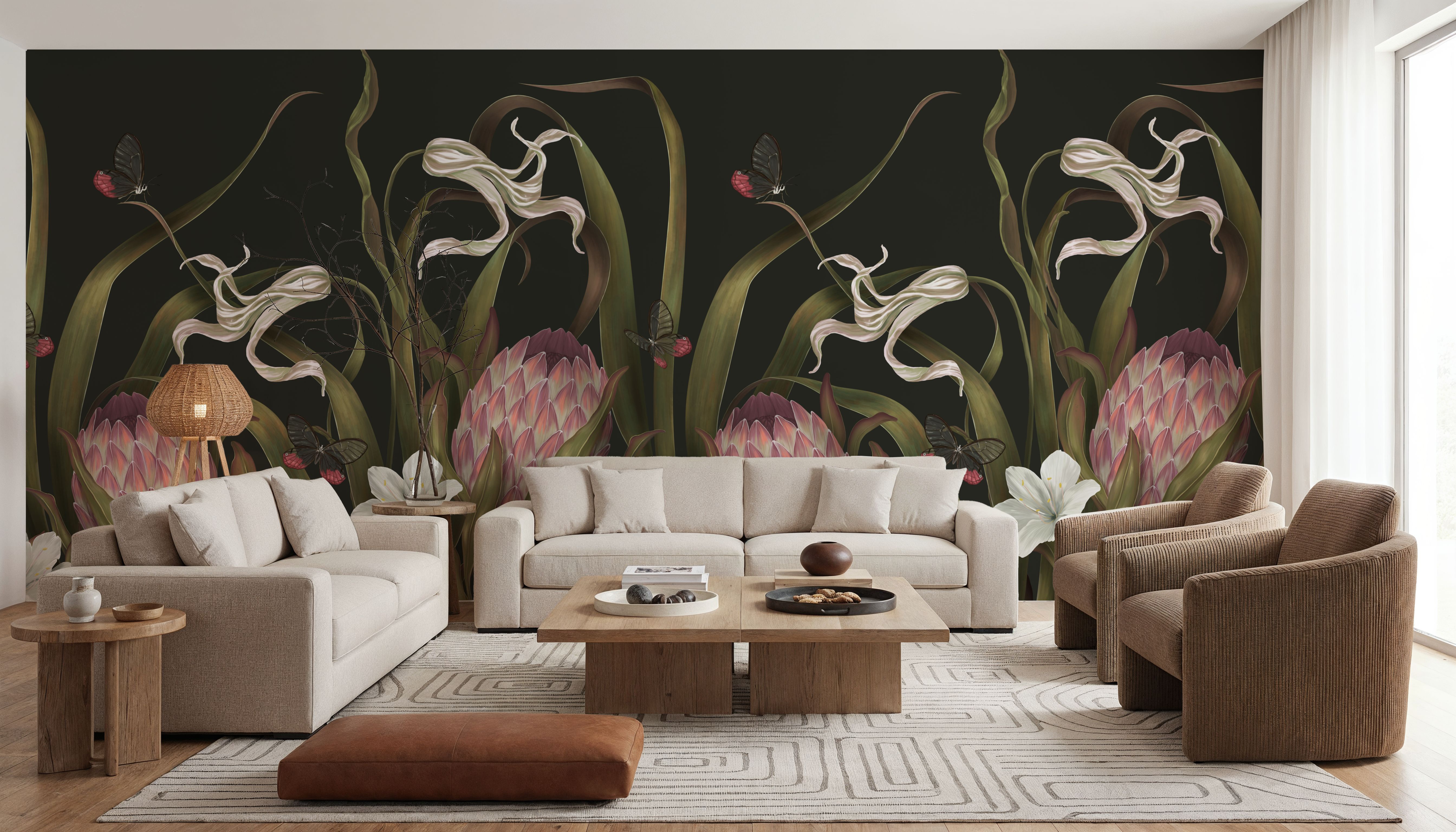 Protea Buds and Butterflies