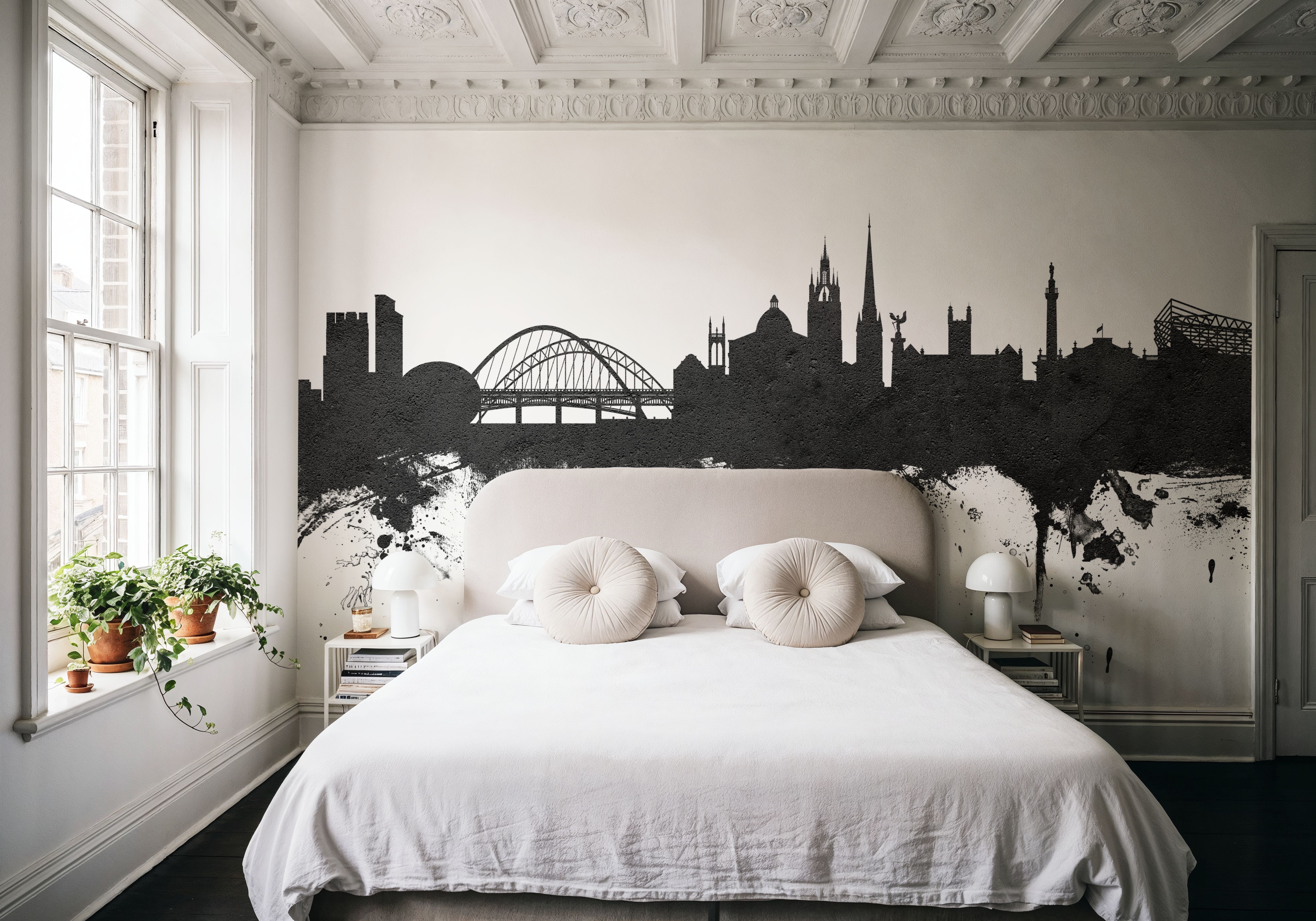 Newcastle England Skyline Black & White