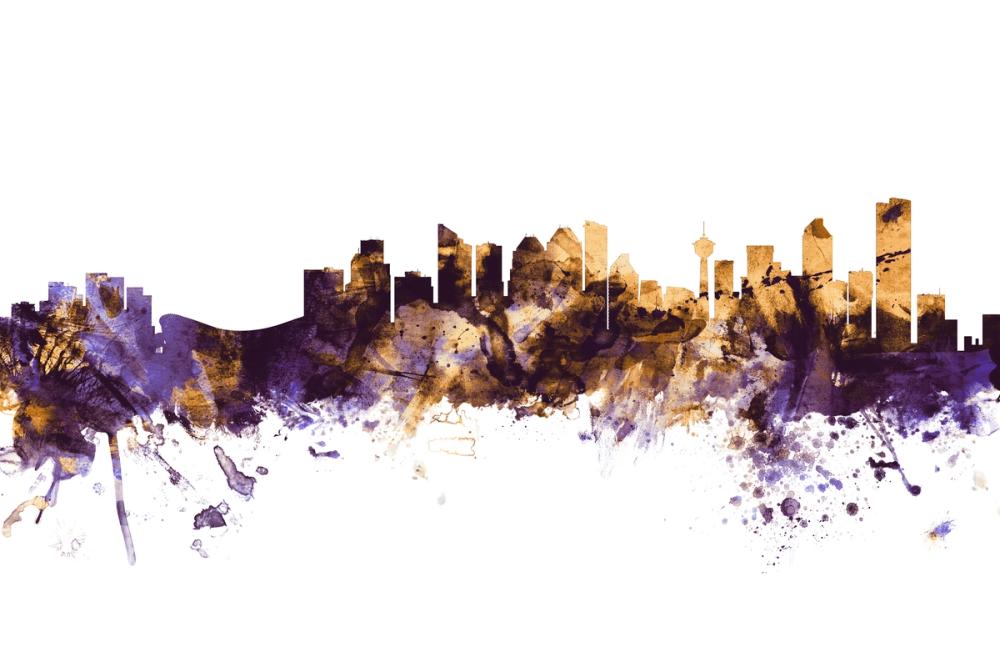 Calgary Canada Skyline Purple & Gold