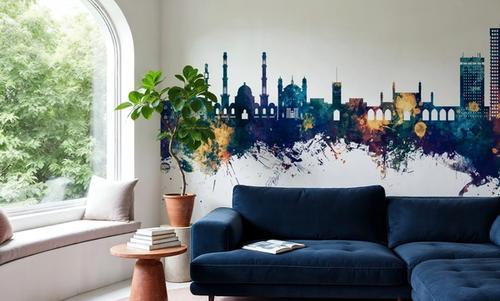Kabul Afghanistan Skyline Blue & Bronze