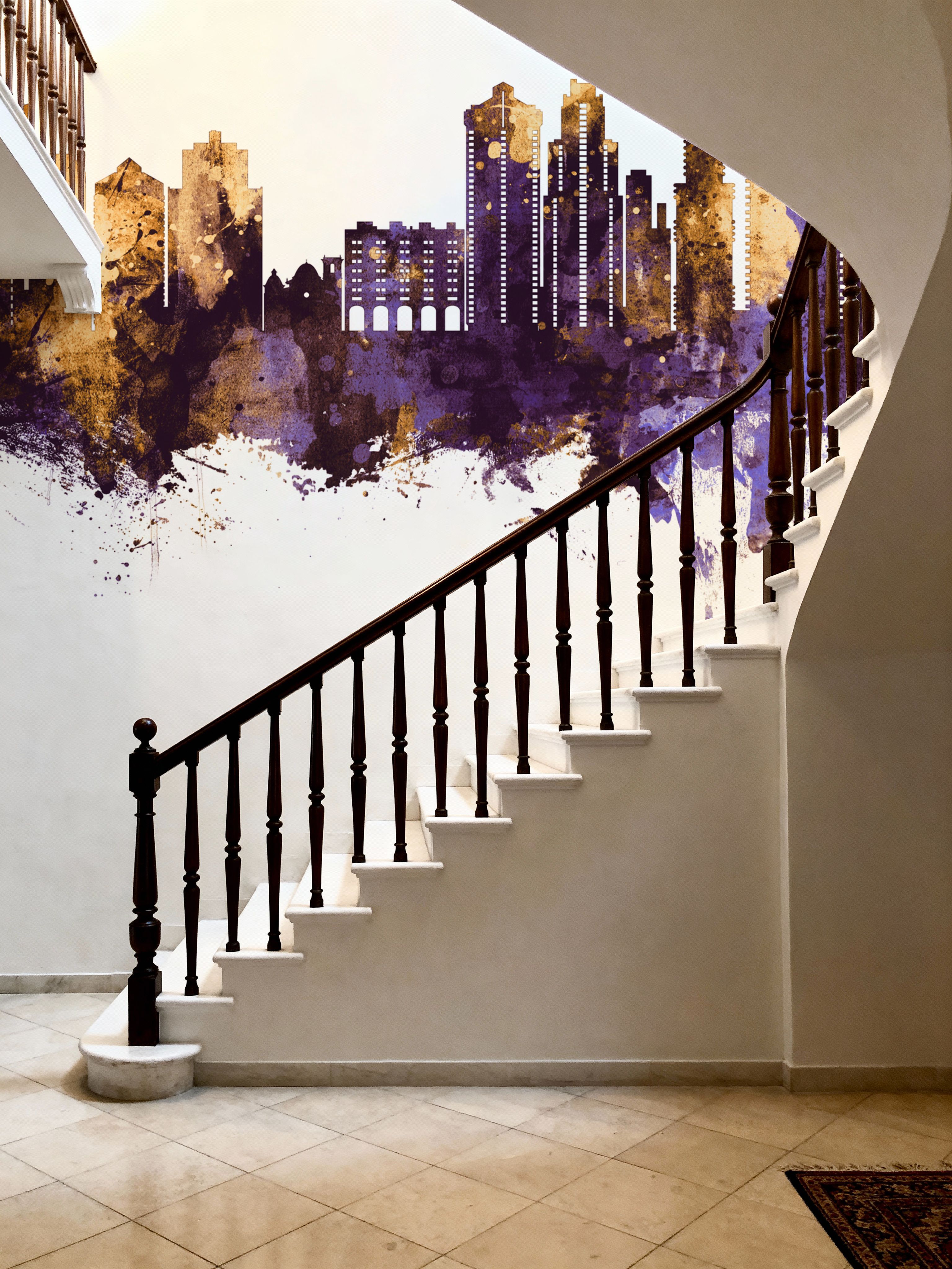 Benidorm Spain Skyline Purple & Gold