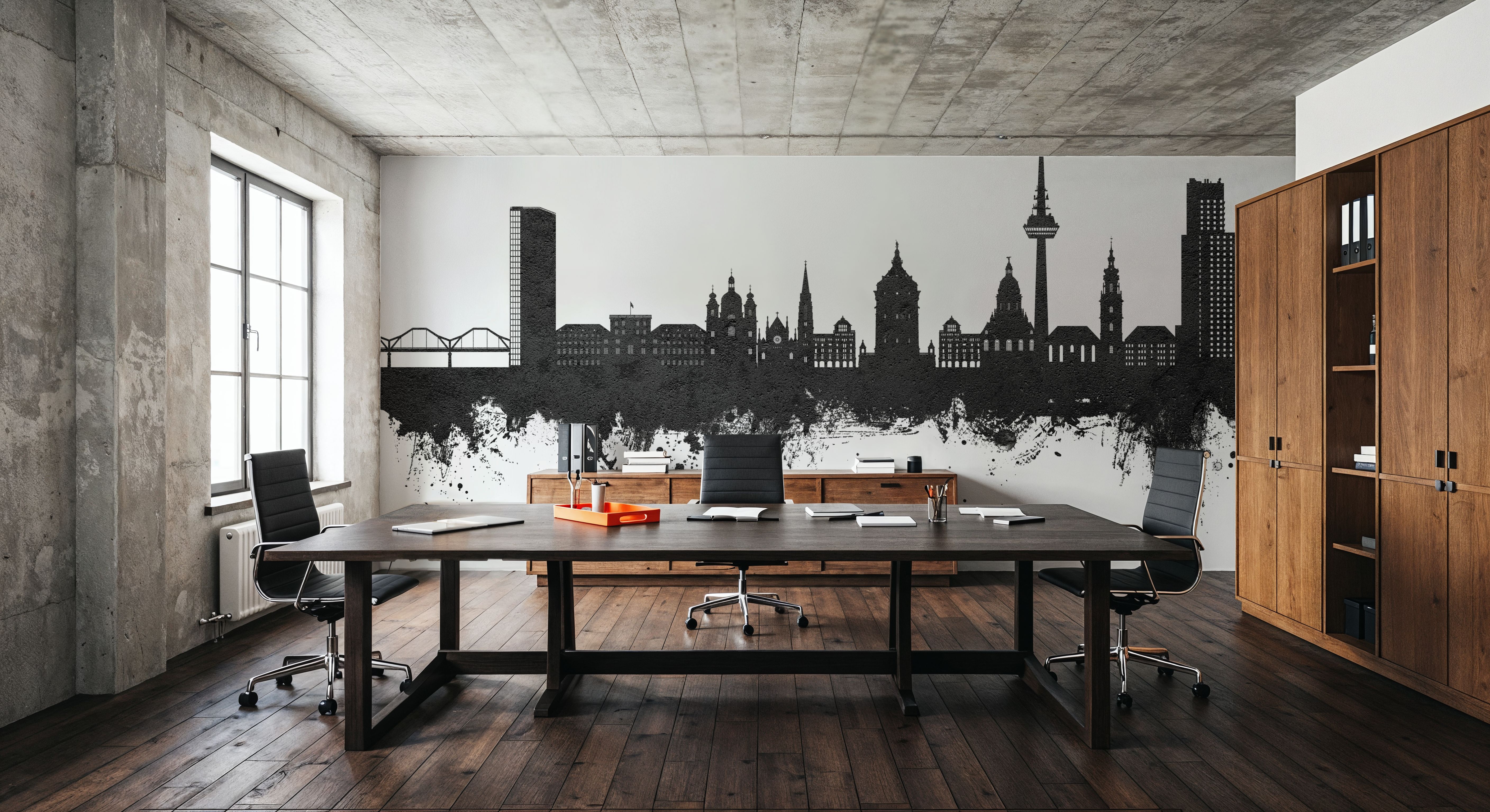 Mannheim Germany Skyline Black & White