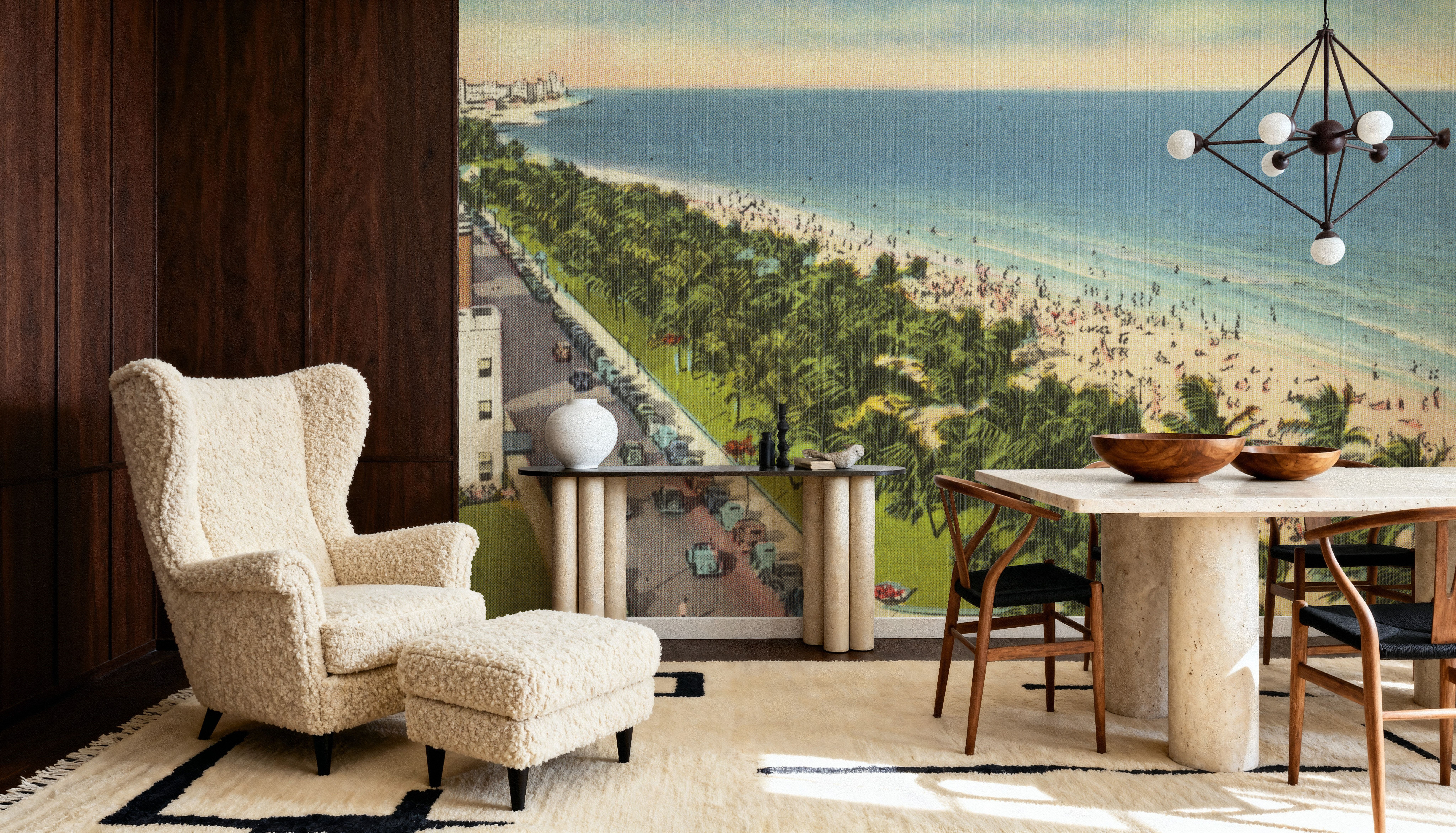 Ocean Drive - Screenprint Postcard, Wallpaper