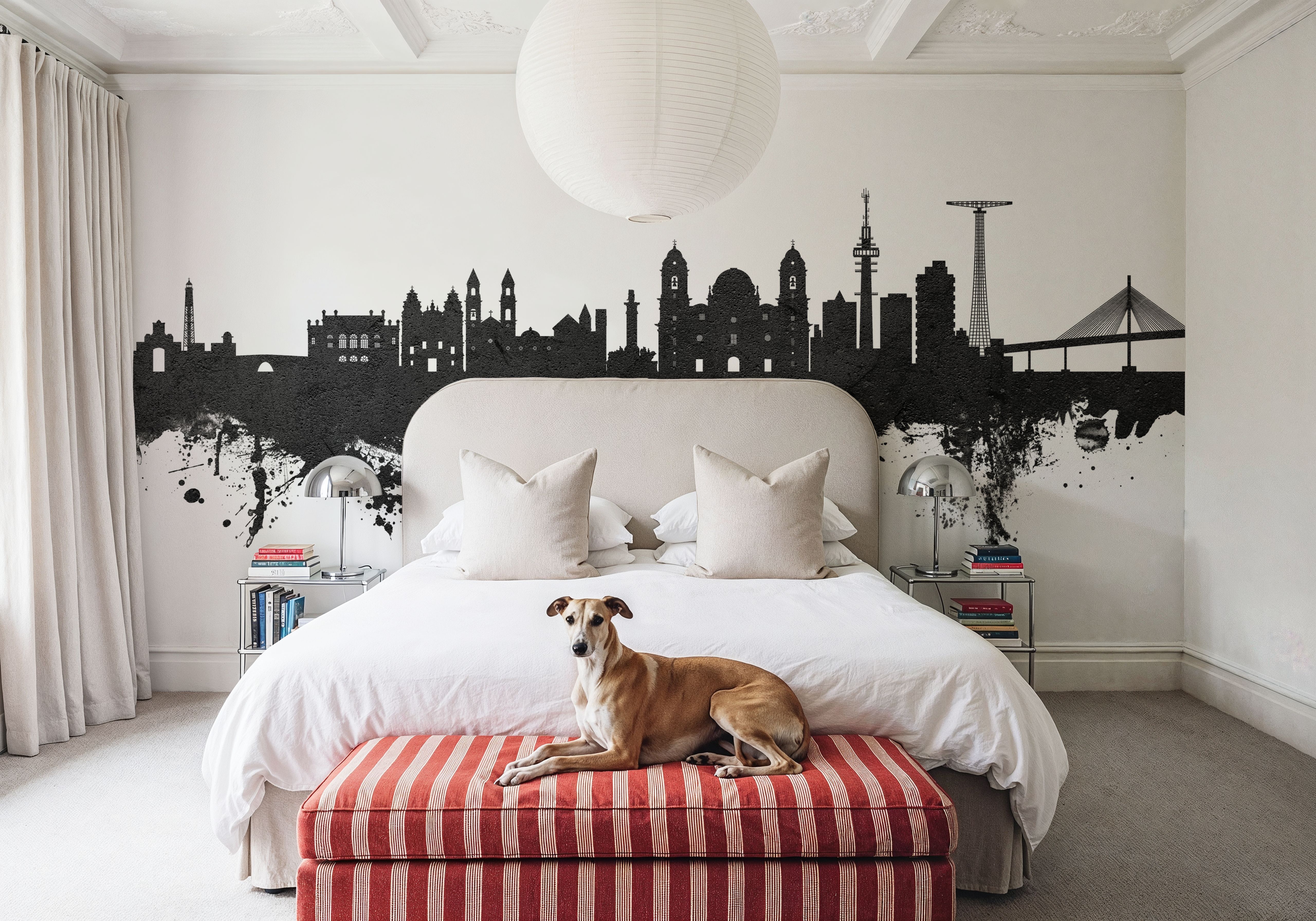 Cádiz Spain Skyline Black & White, Papel pintado