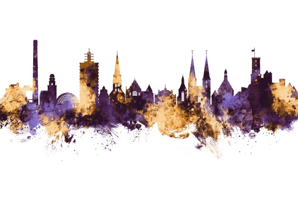 Bielefeld Germany Skyline Purple & Gold