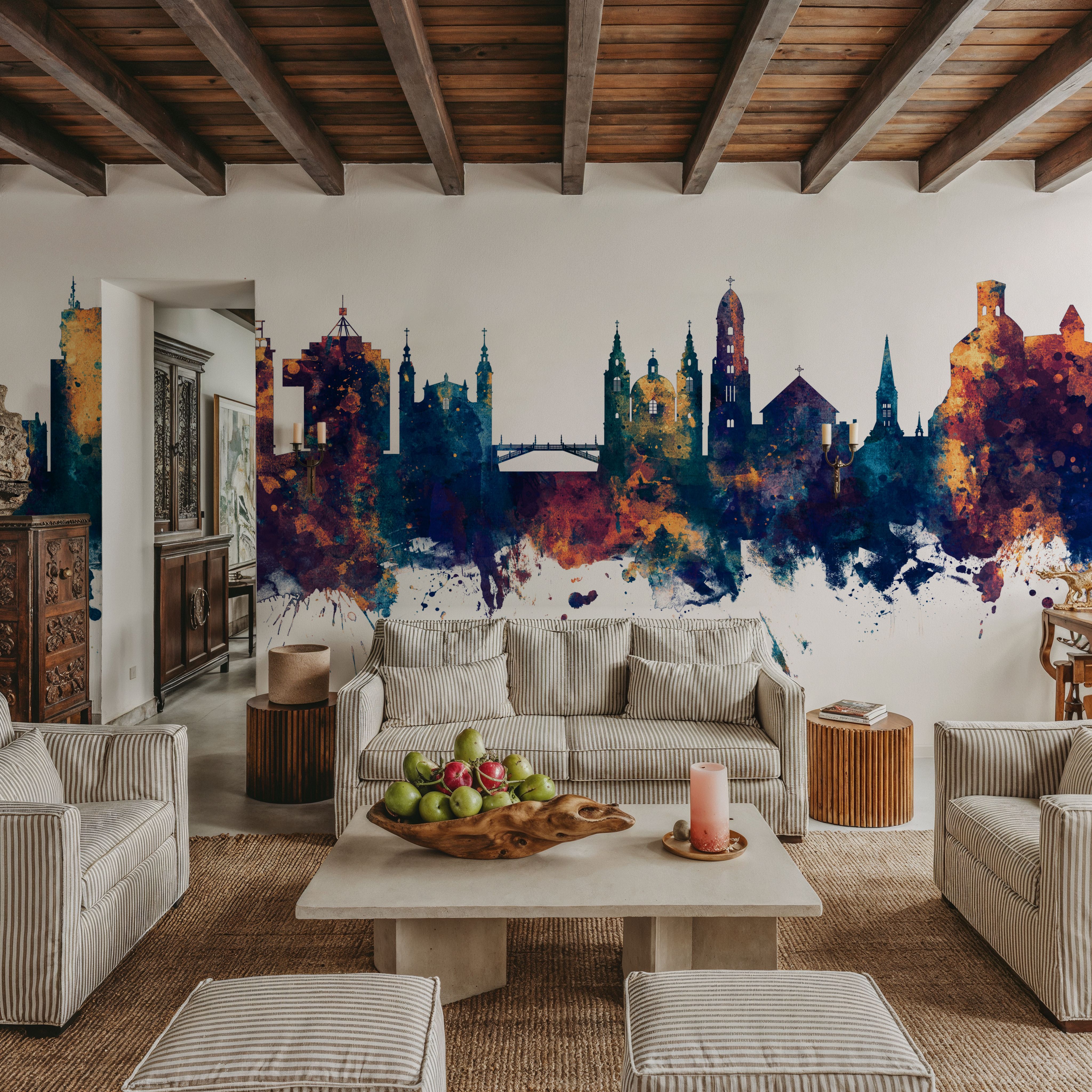 Ljubljana Slovenia Skyline Blue & Bronze