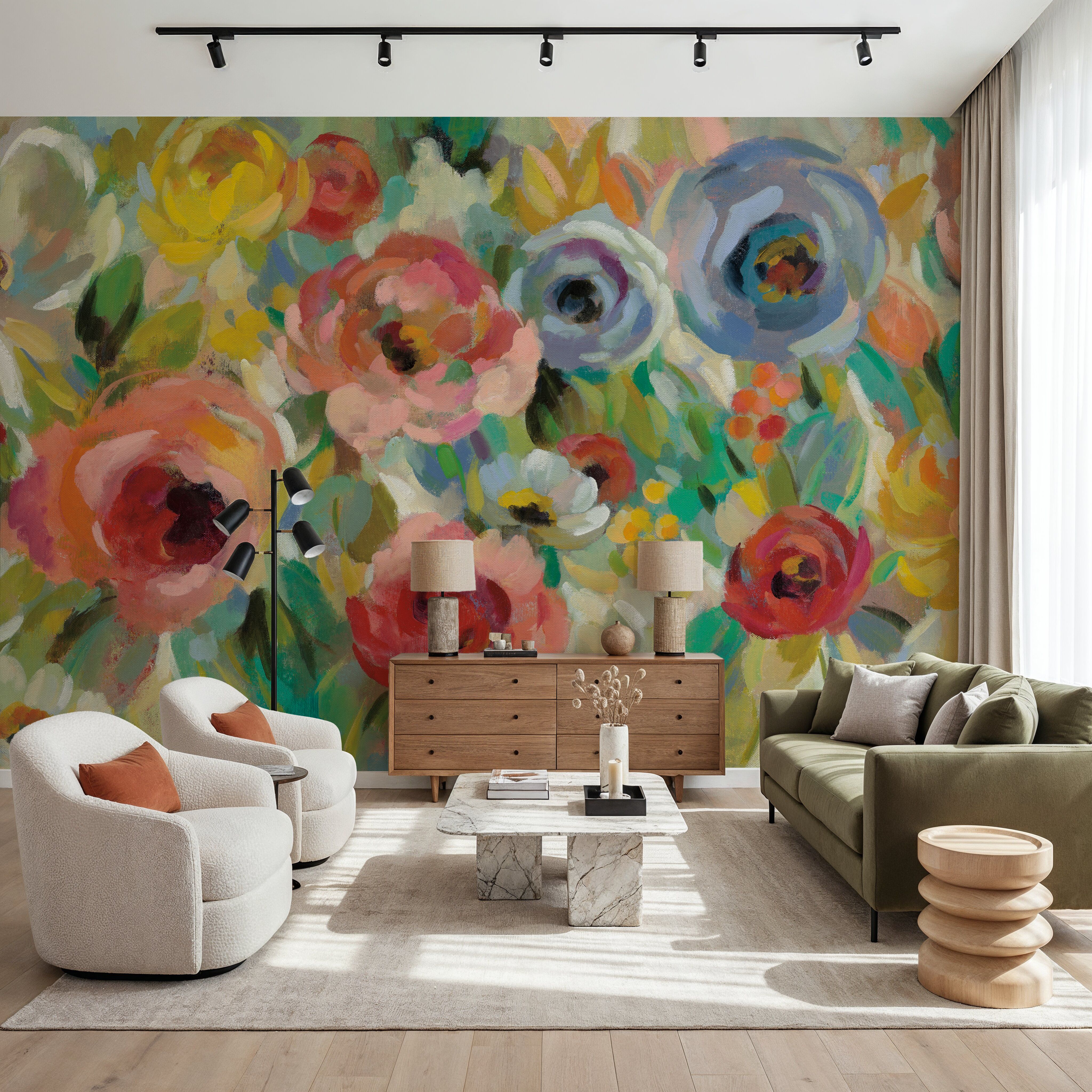 Vivid Coral Floral I