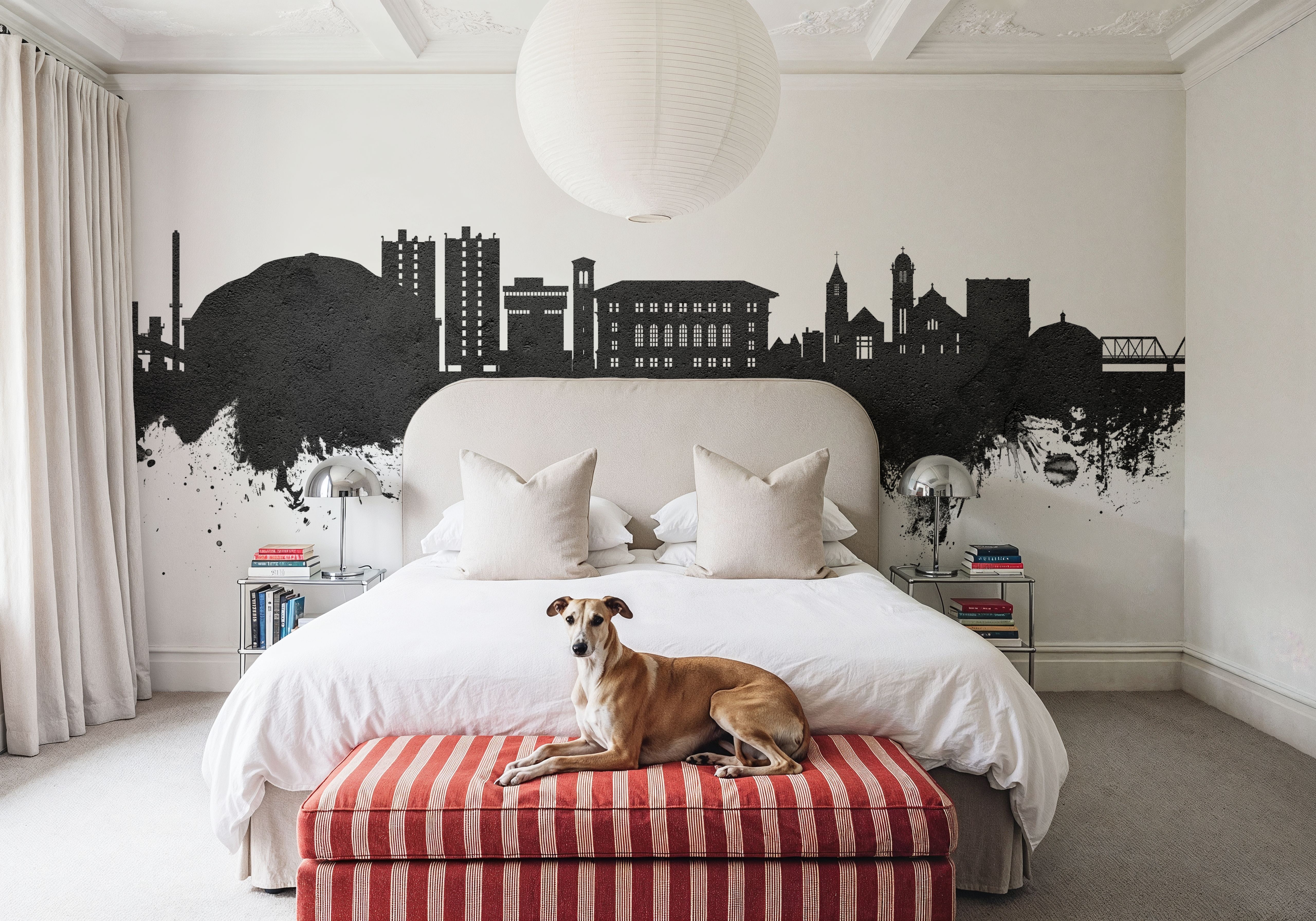 Cedar Falls Iowa Skyline Black & White