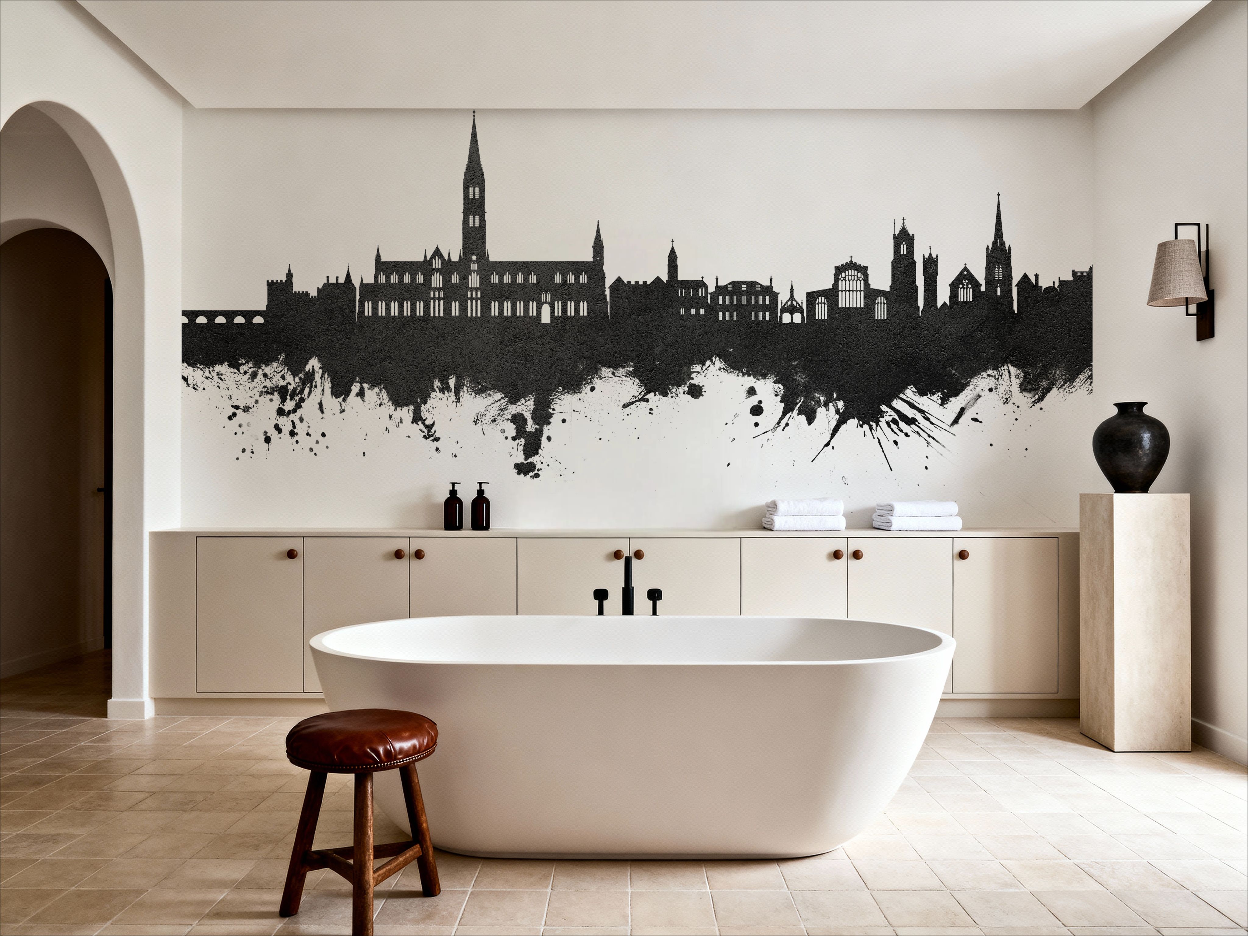 Salisbury England Skyline Black & White