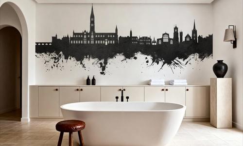 Salisbury England Skyline Black & White