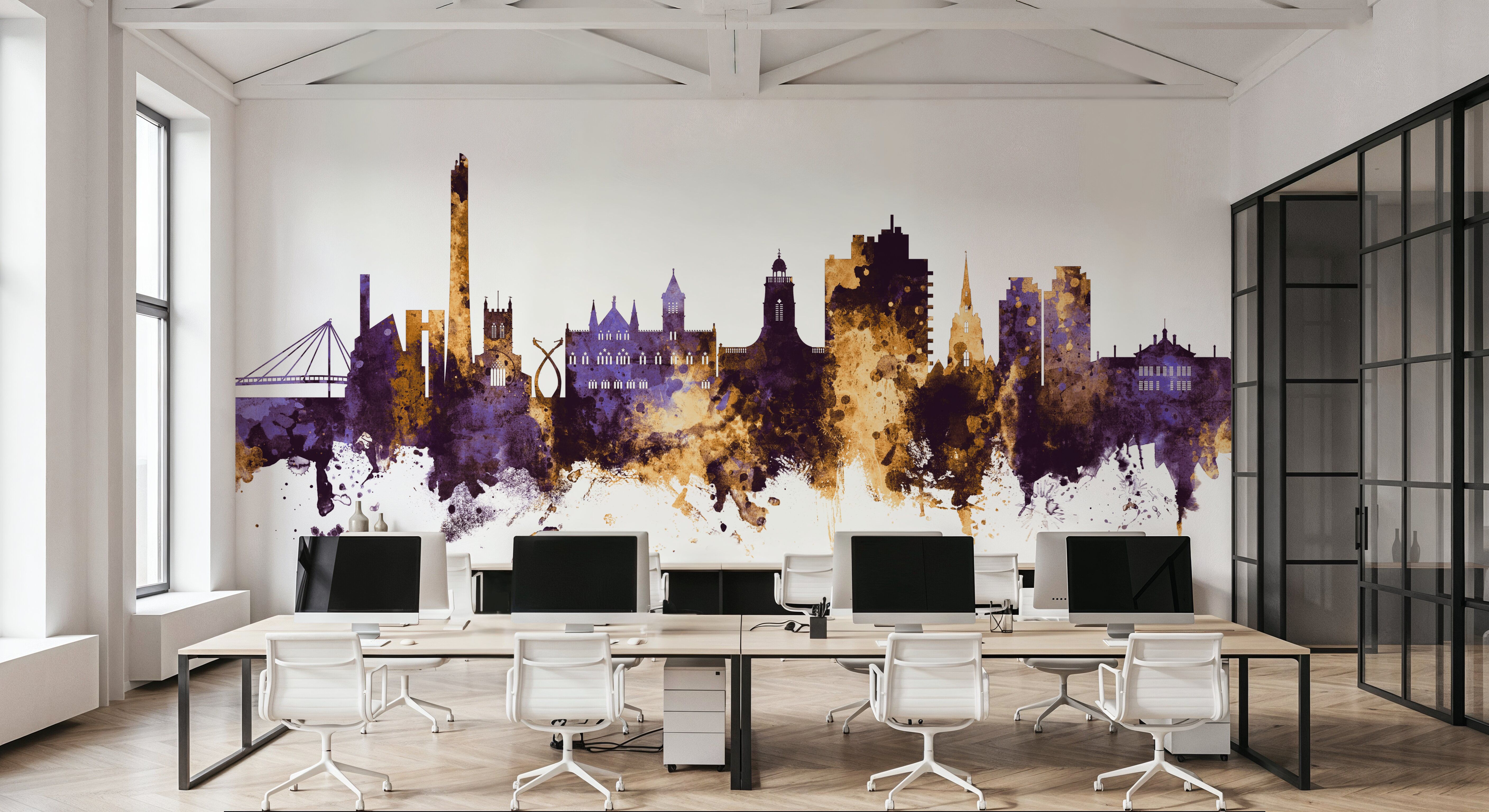 Northampton England Skyline Purple & Gold