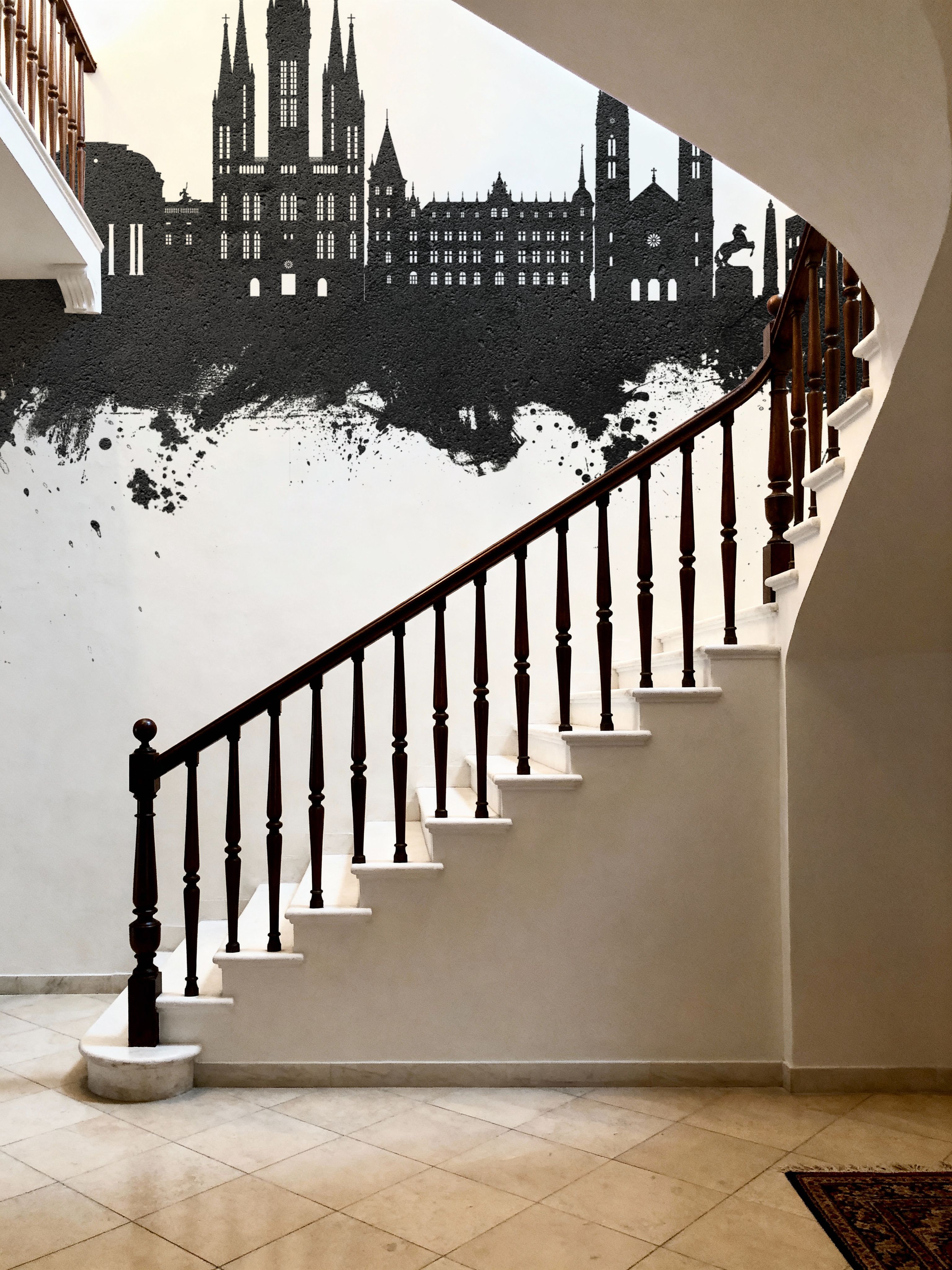 Weisbaden Germany Skyline Black & White