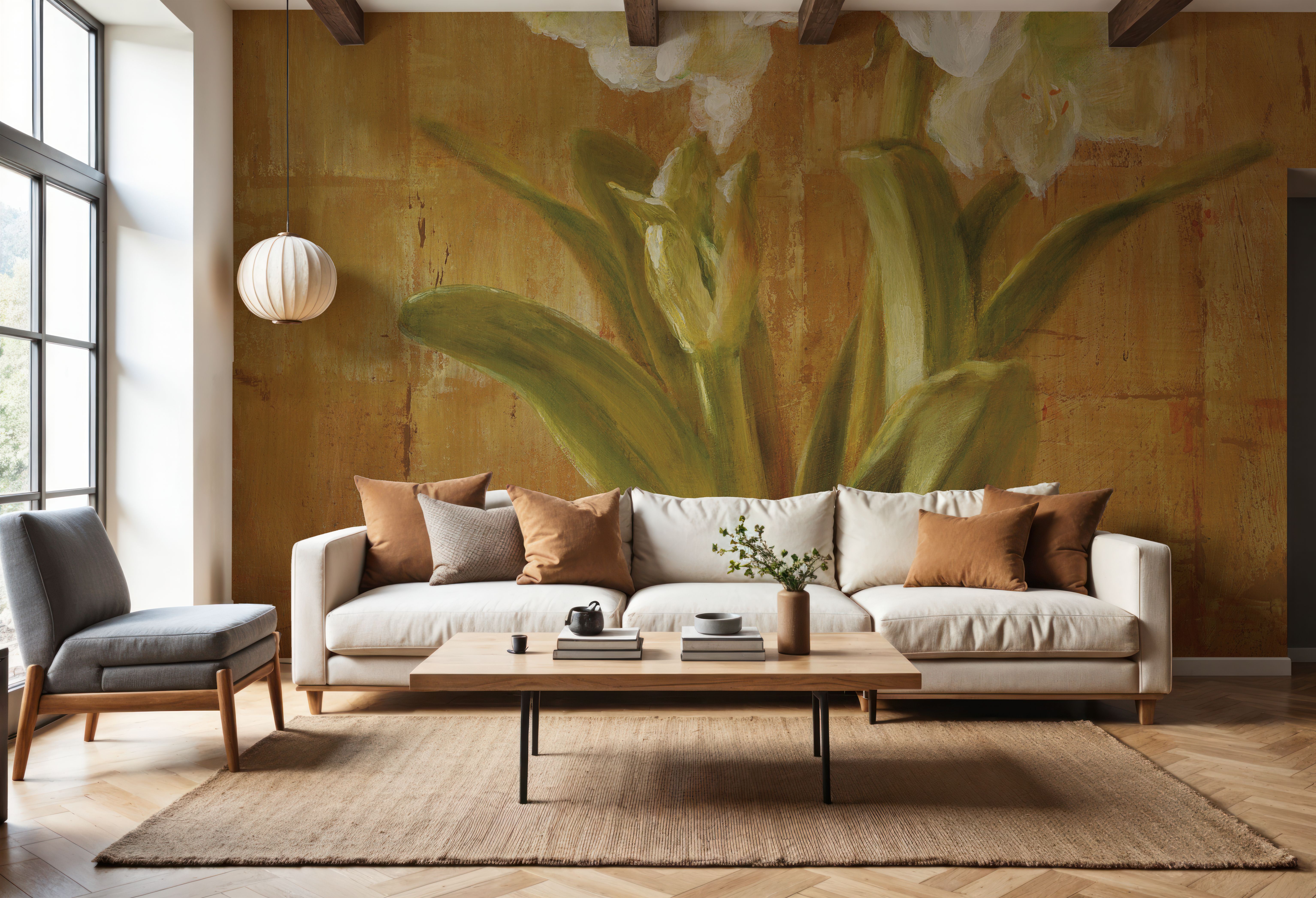 White Amaryllis on Bronze