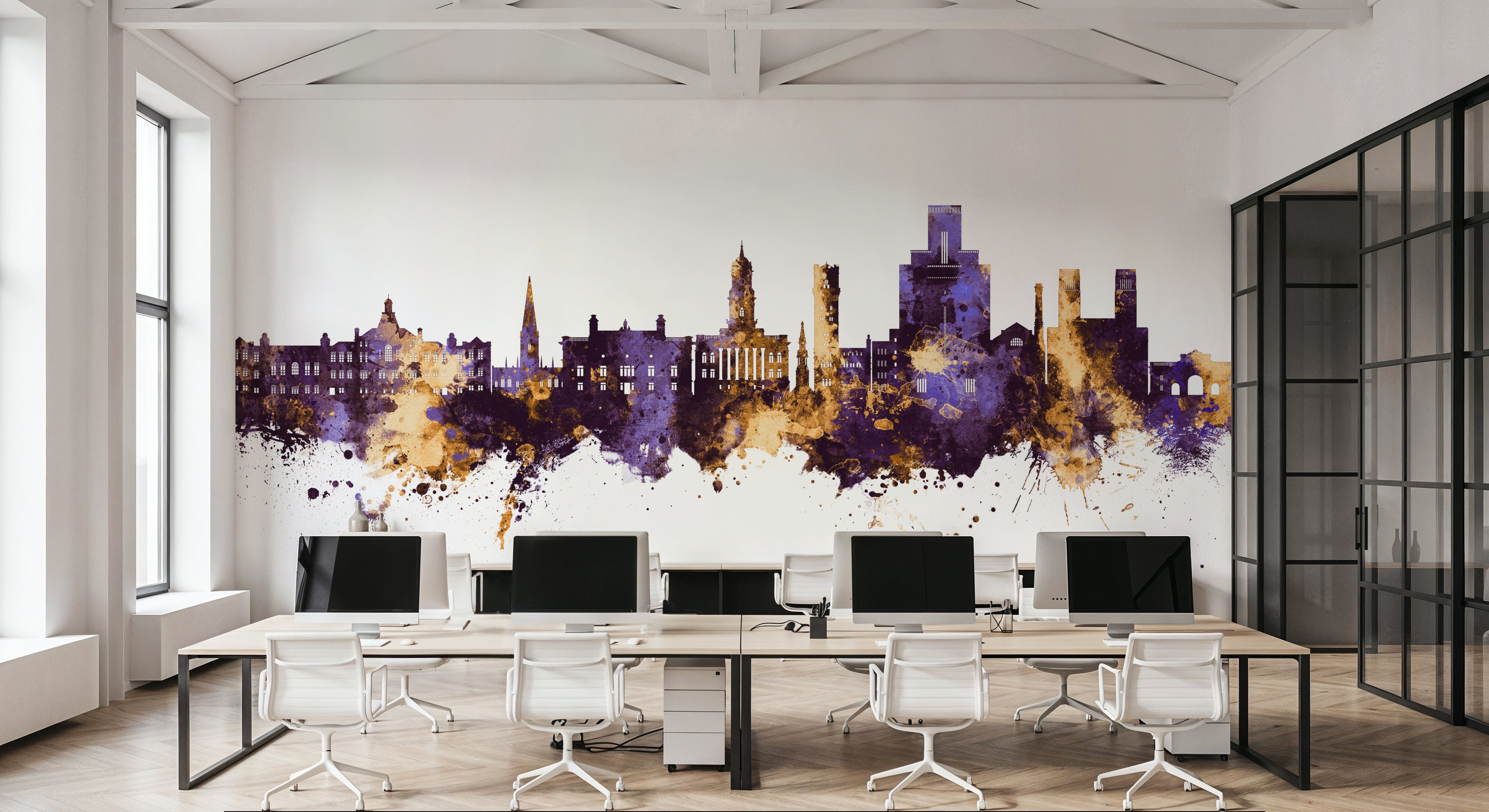 Birkehead England Skyline Purple & Gold