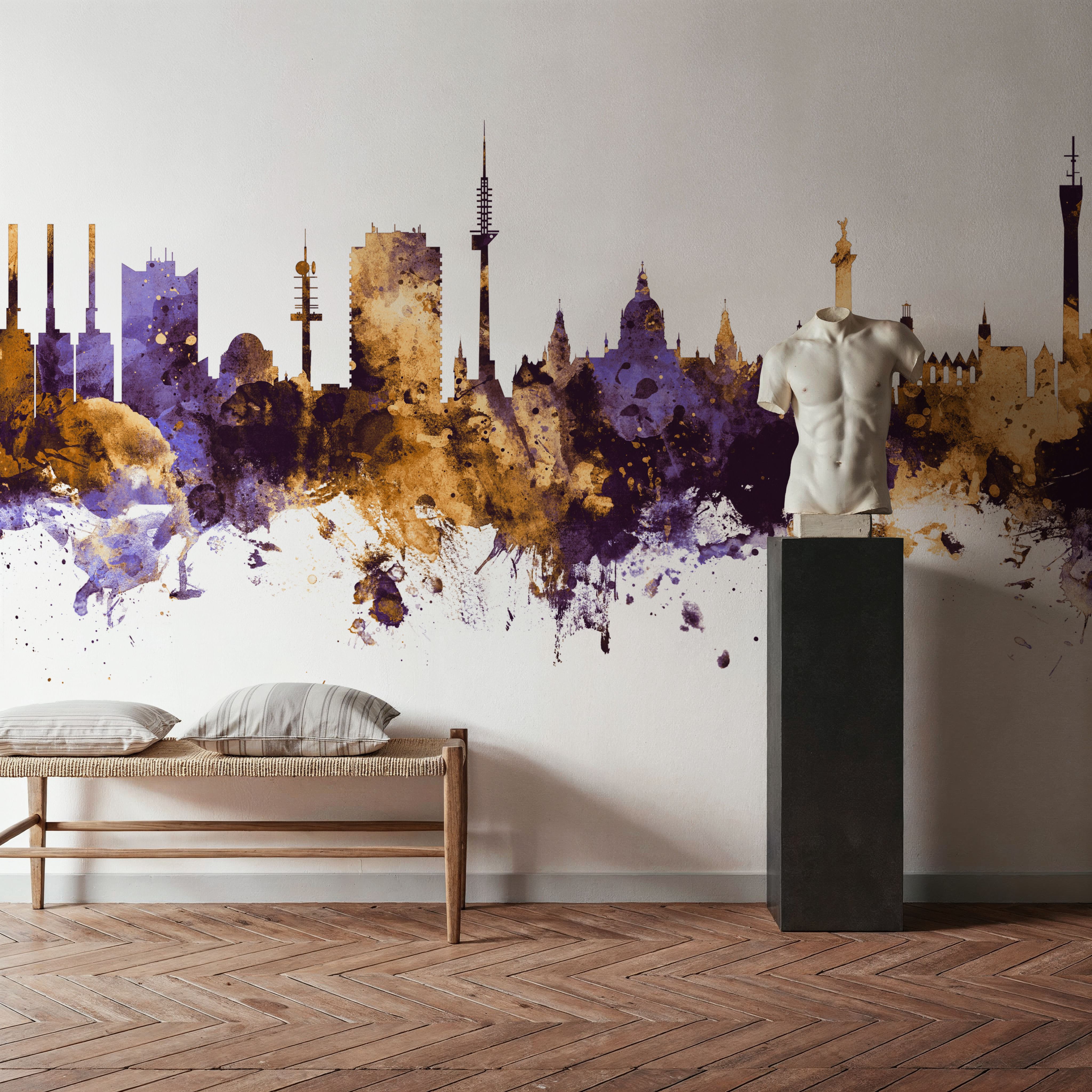 Hannover Germany Skyline Purple & Gold