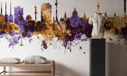 Hannover Germany Skyline Purple & Gold