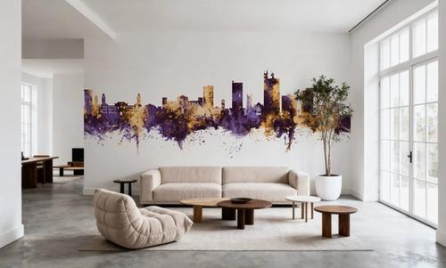 Lubbock Texas Skyline Purple & Gold