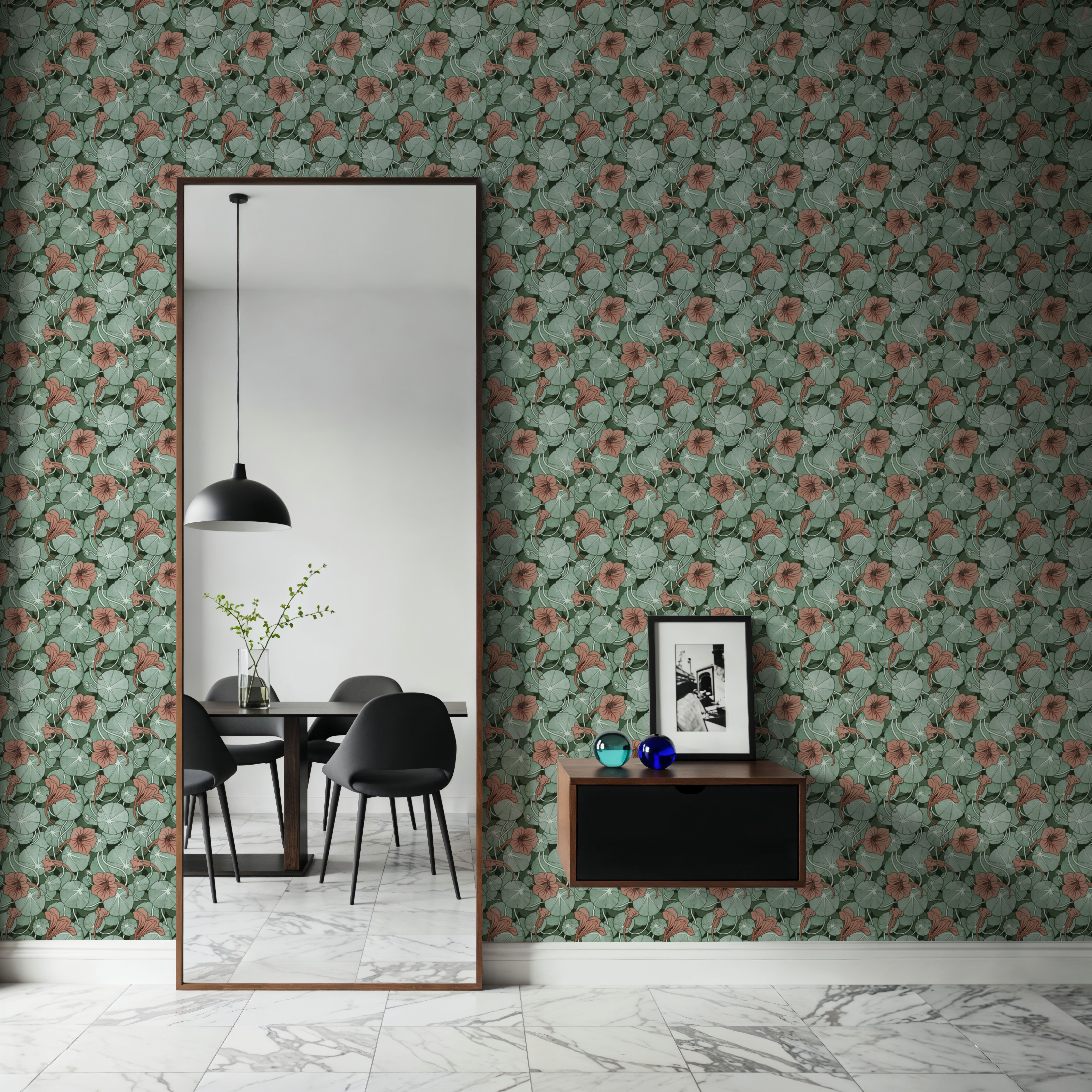 Nasturtium Verdure, Peachy Rose, Wallpaper