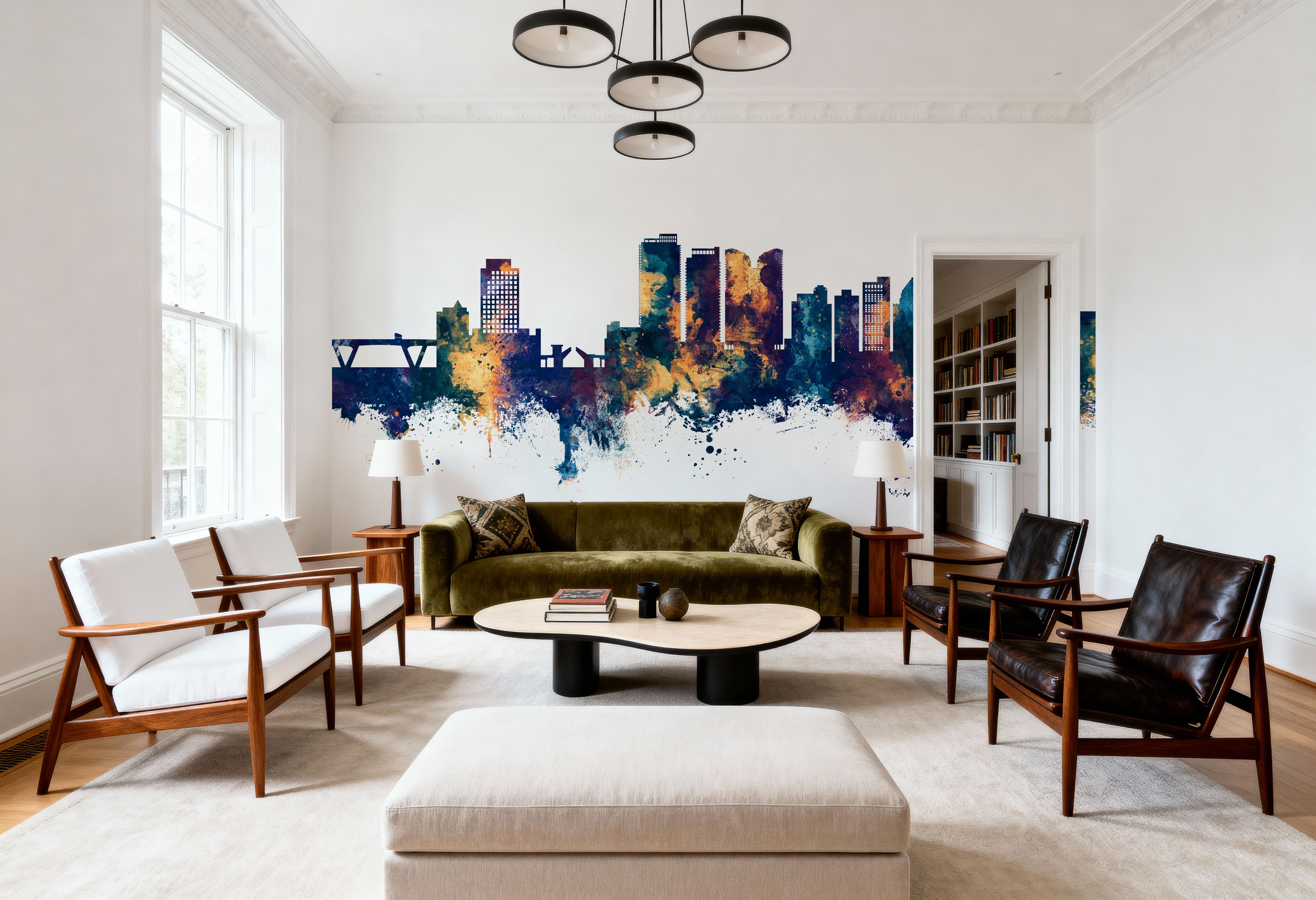 Fort Lauderdale Florida Skyline Blue & Bronze, Wallpaper