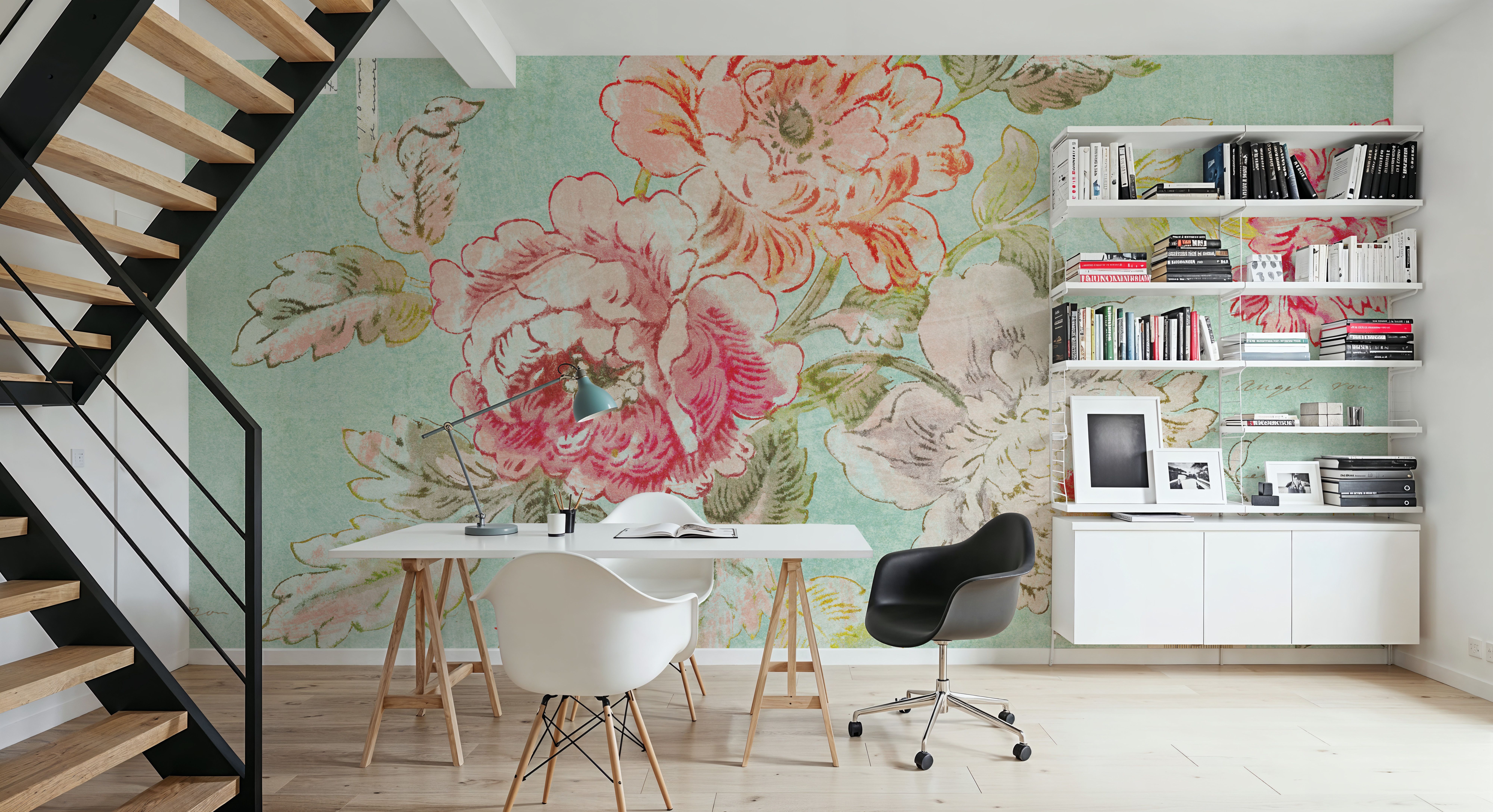 Cottage Roses I Blue, Wallpaper