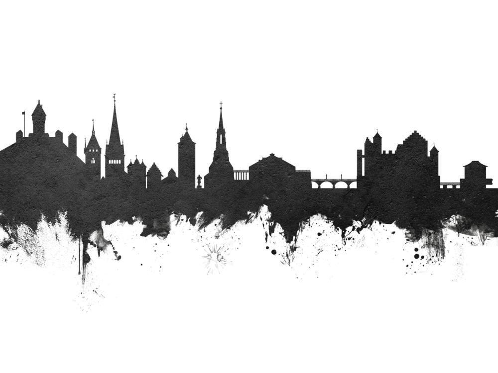 Schaffhausen Switzerland Skyline Black & White