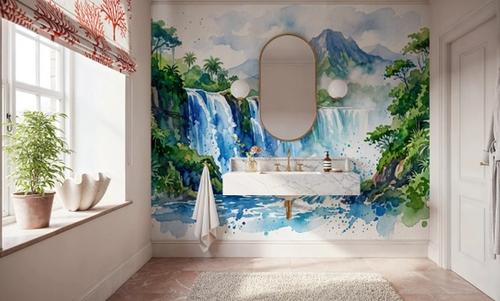 Tropical Waterfall - Watercolor Landscapes Series