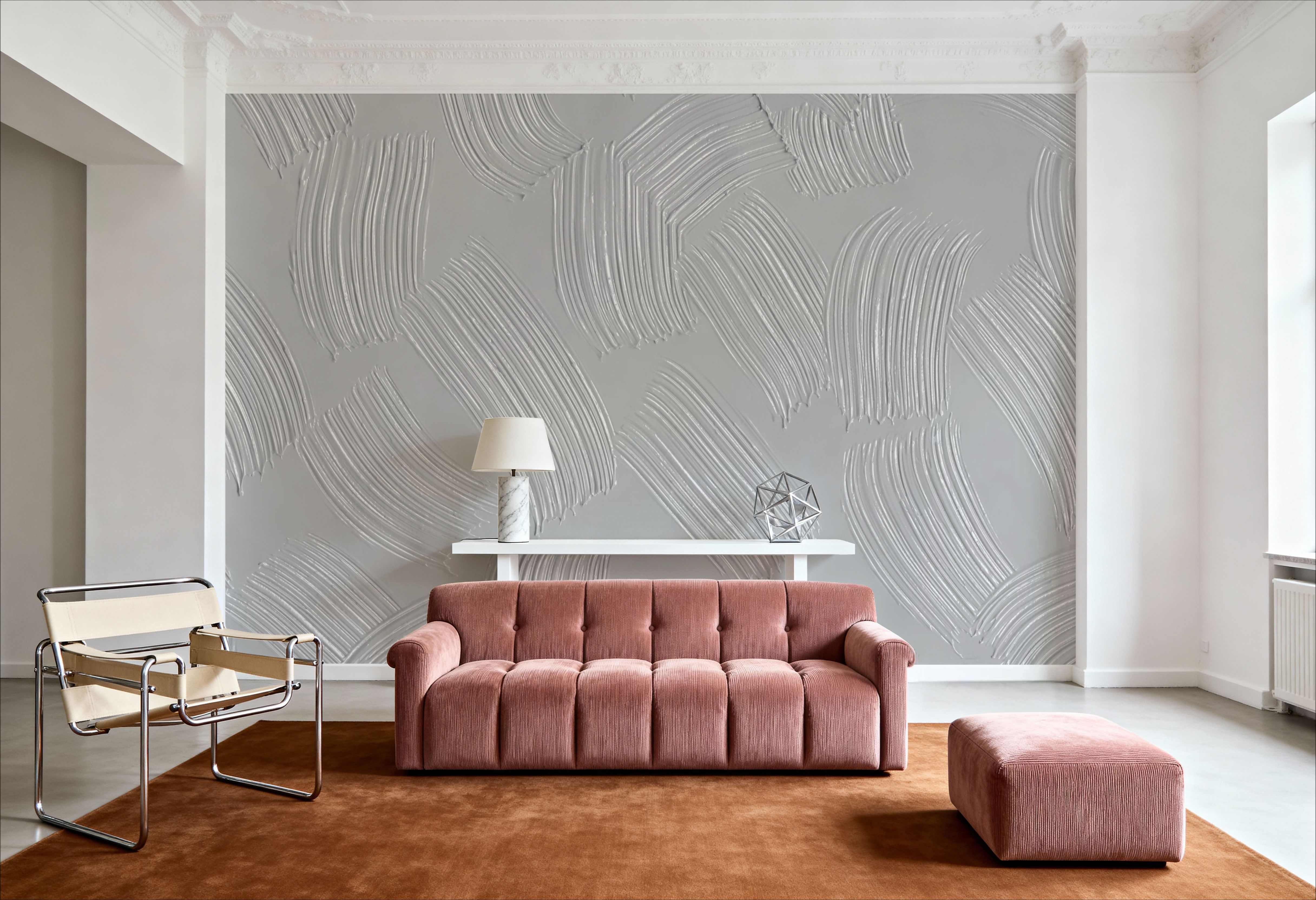 Stylized Brush Strokes, Grey, Wallpaper