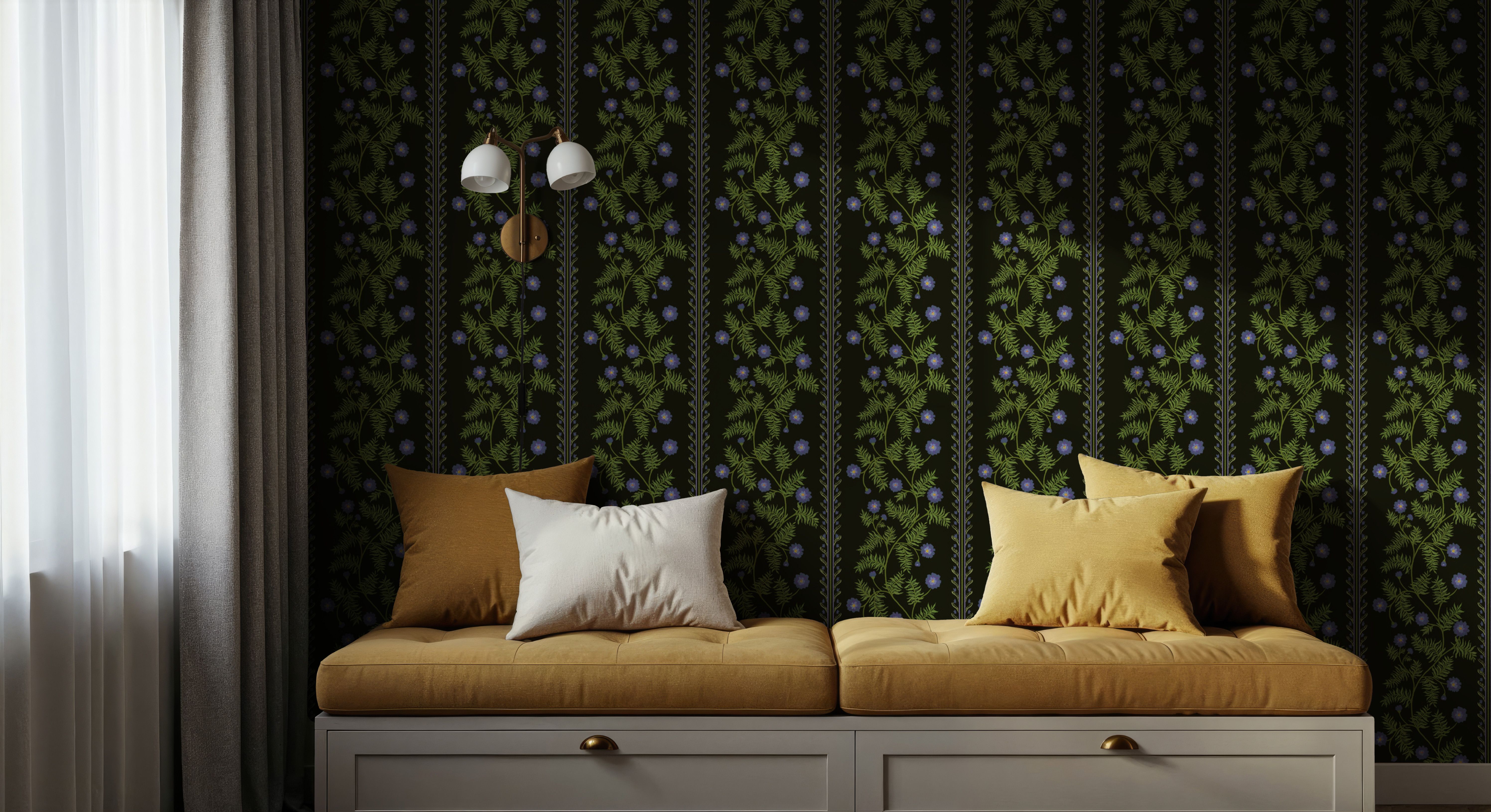 Marigold Stripes, Blue on Midnight