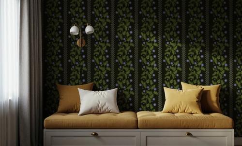 Marigold Stripes, Blue on Midnight
