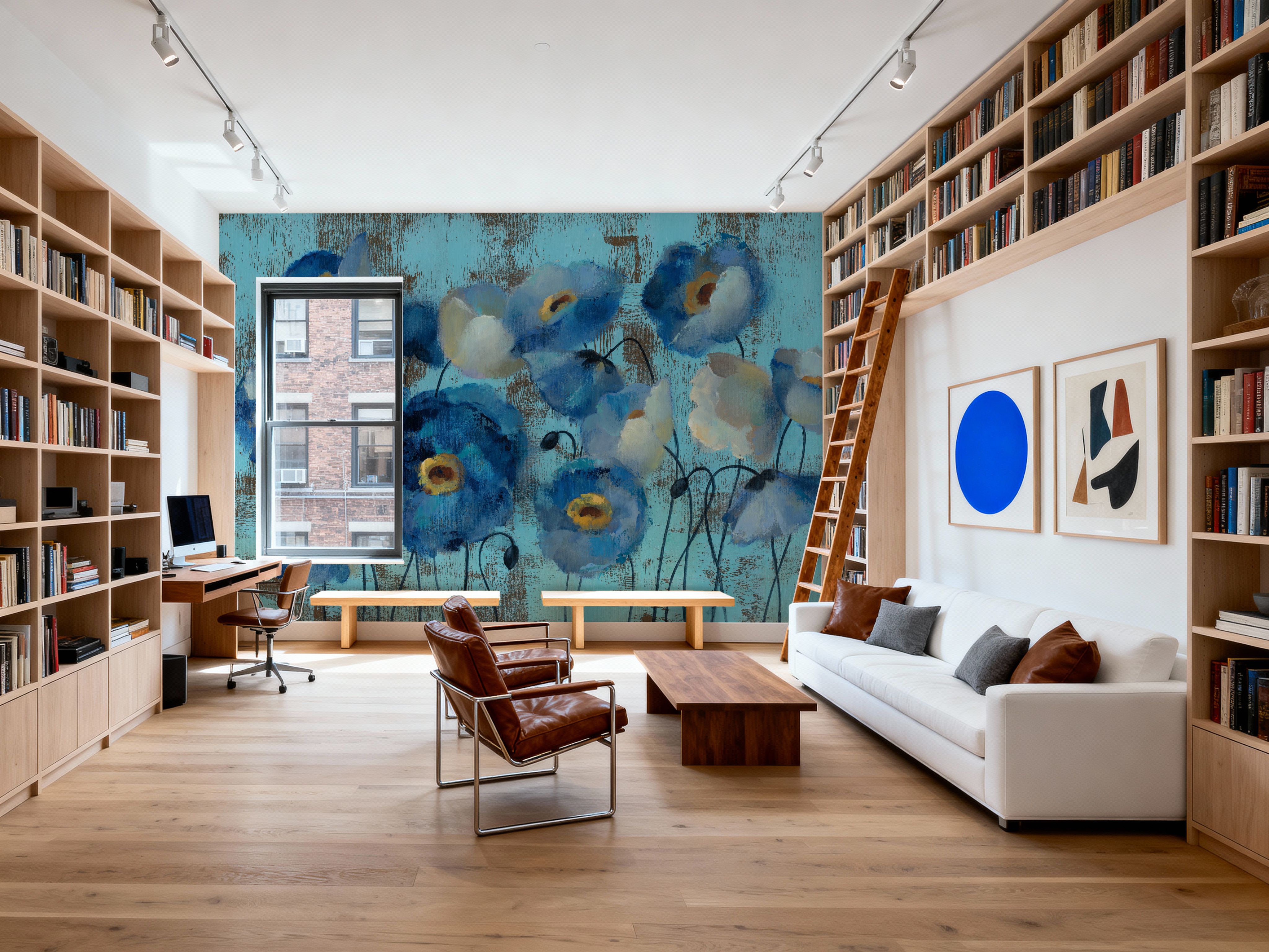 Aquamarine Floral on Blue