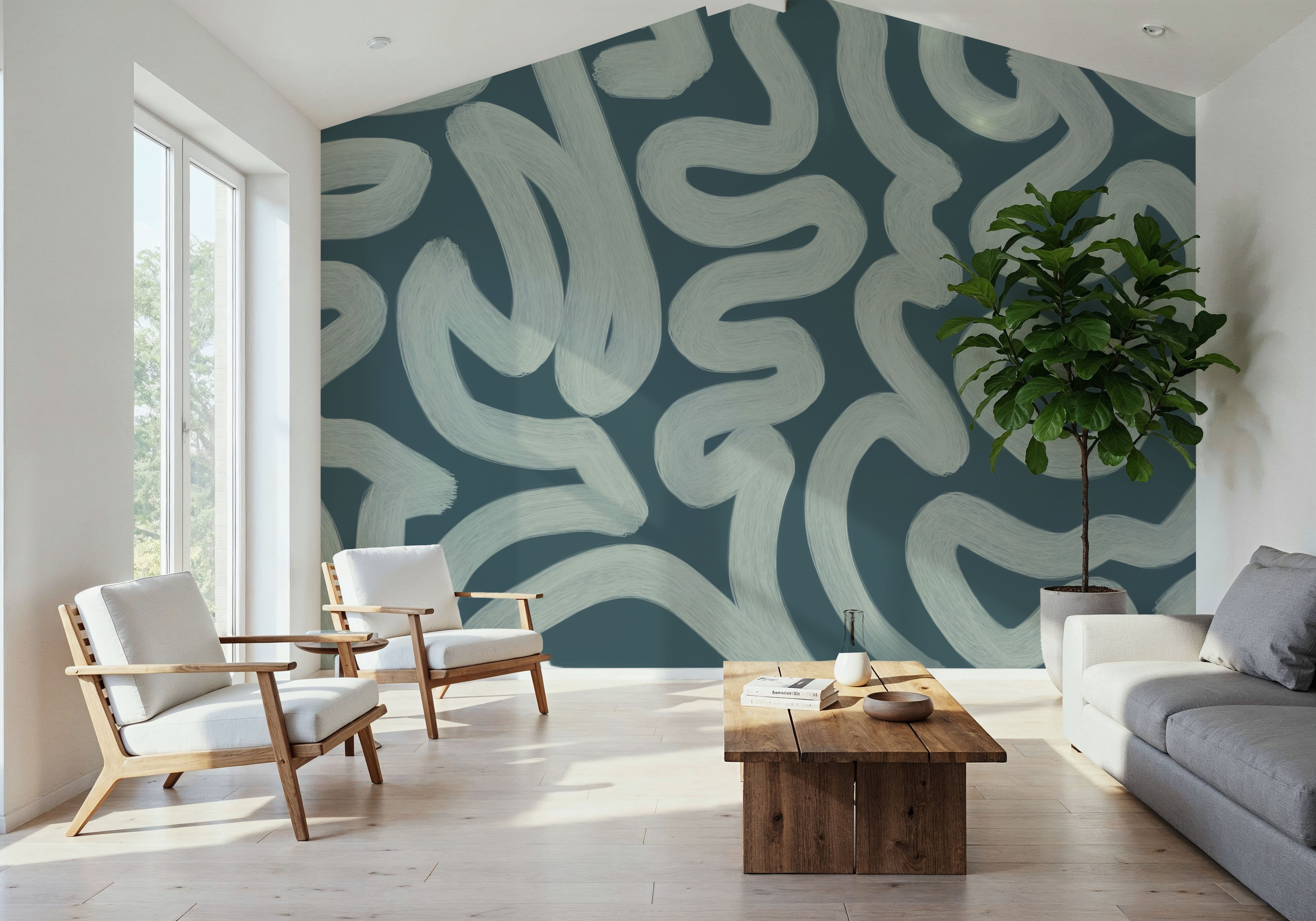 Modern Abstract, Teal, Wallpaper