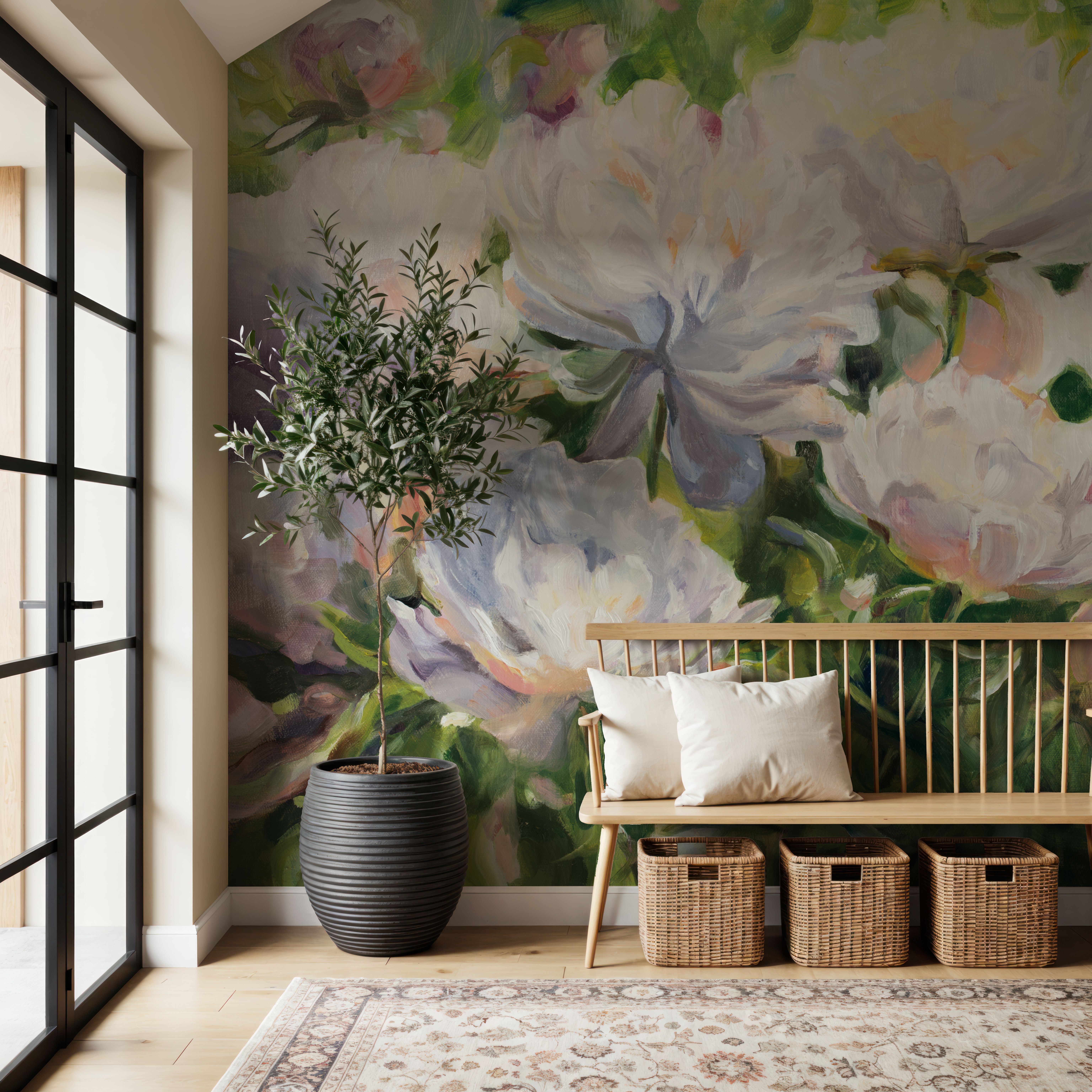 White Impressionistic Peonies