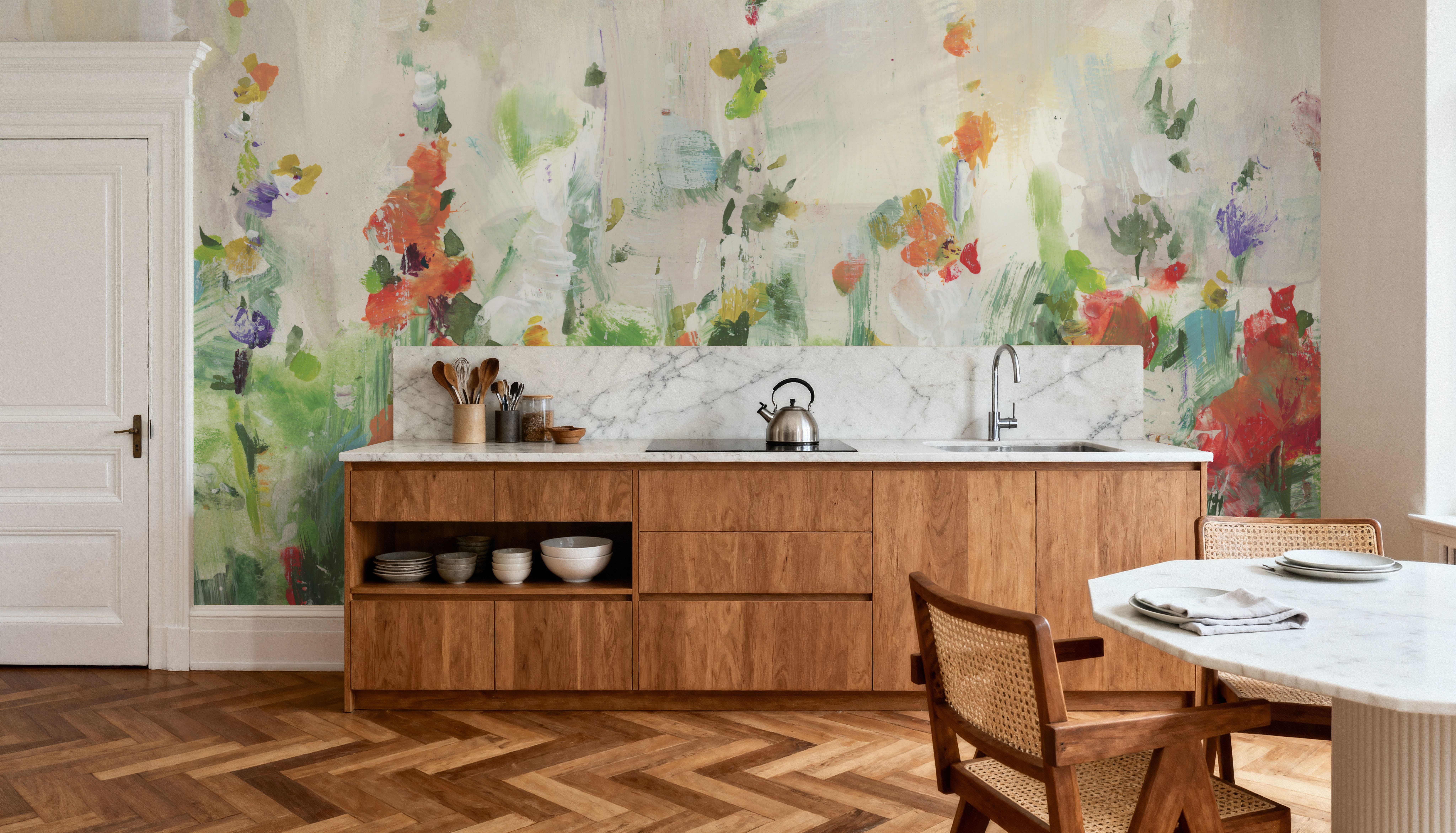 Row of Bright Flowers