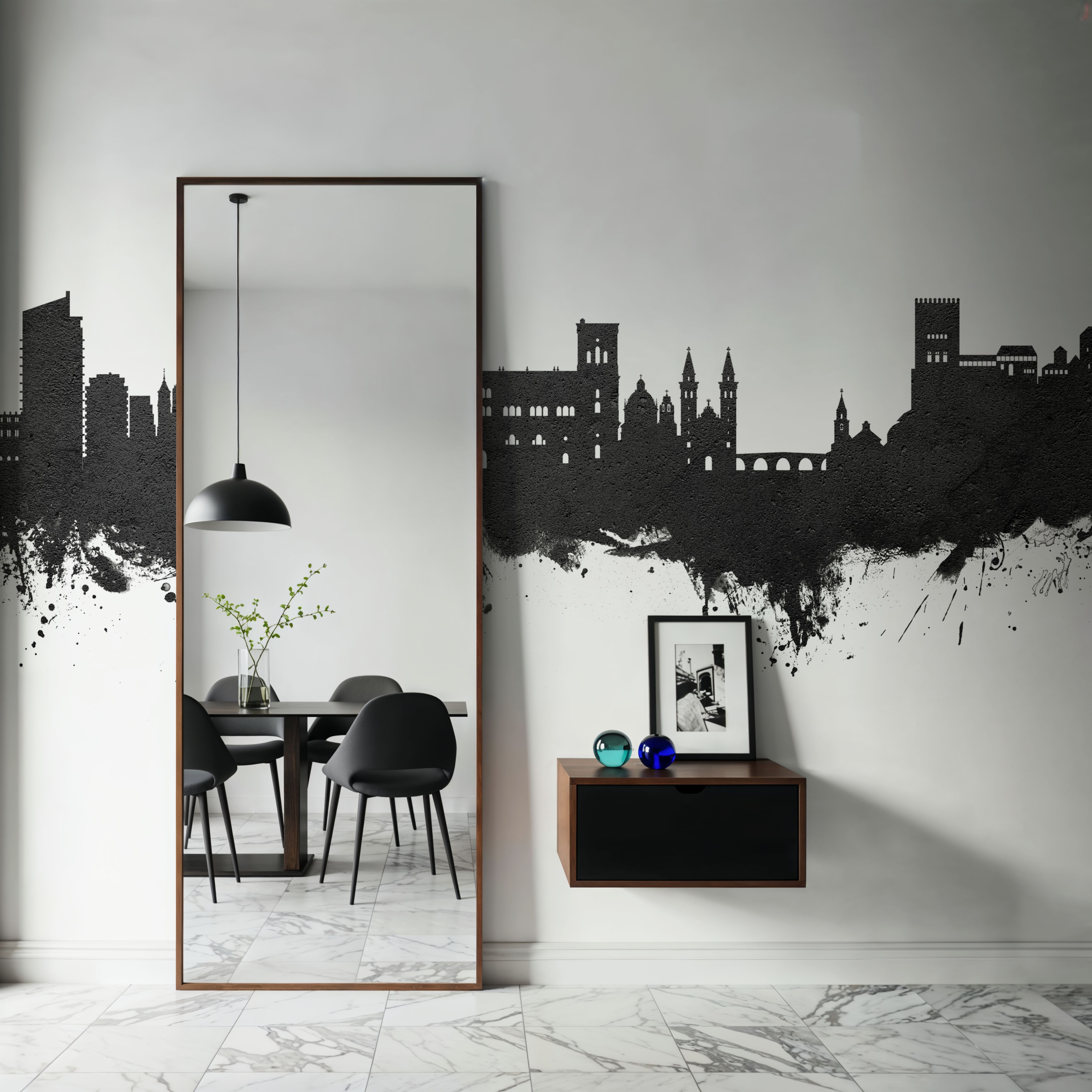 Granada Spain Skyline Black & White