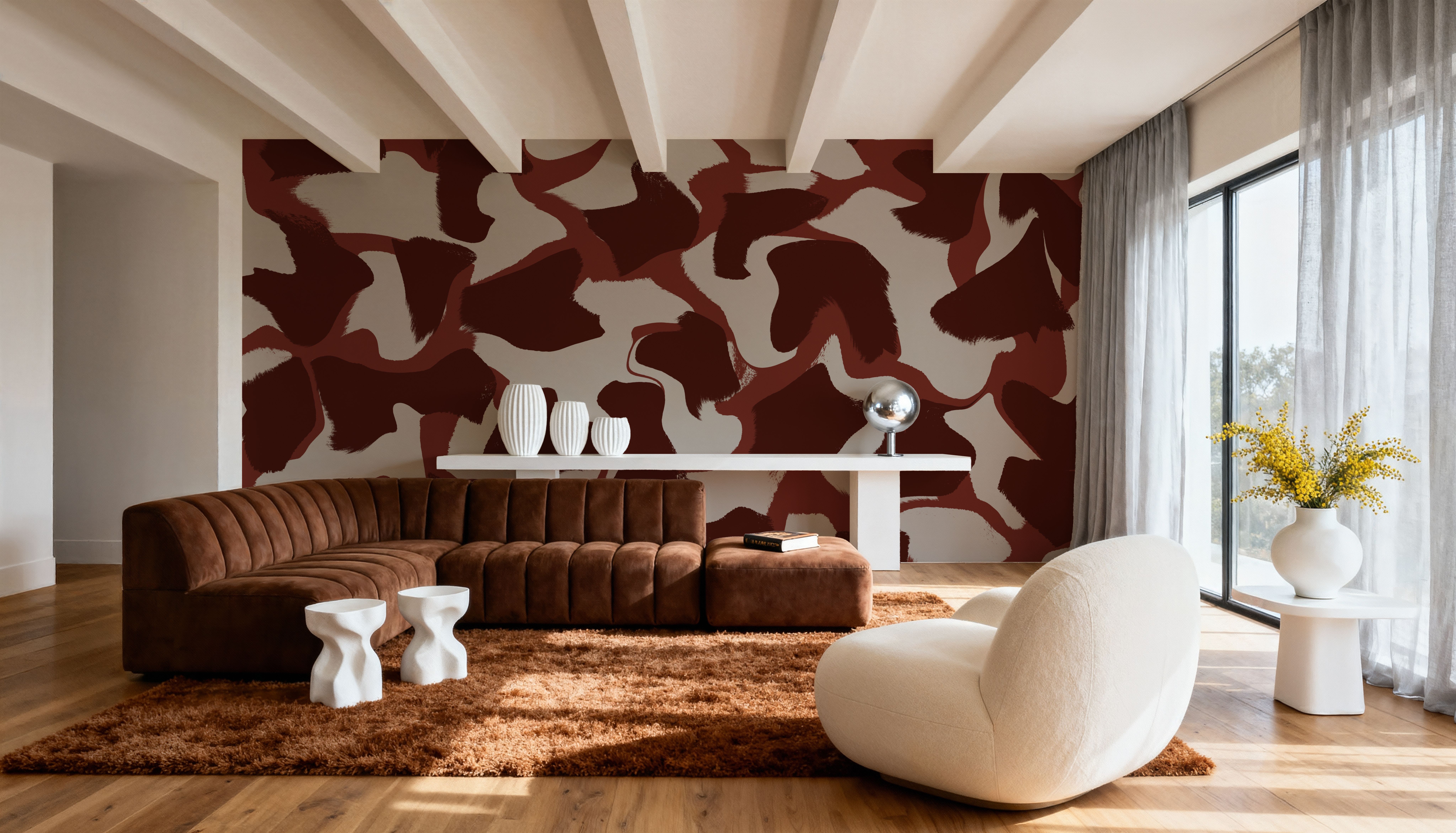 Liquid Beige Brown Strokes