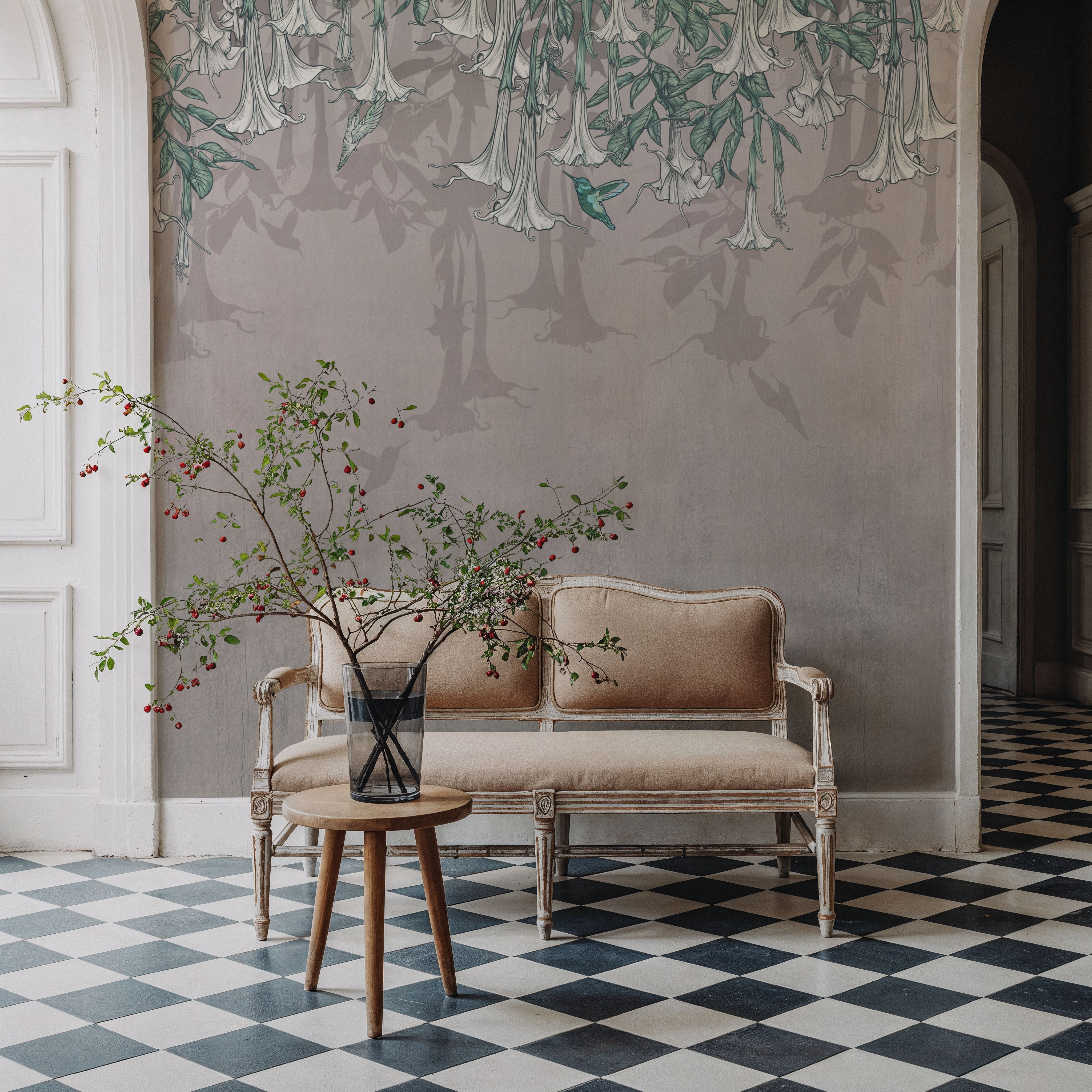 Hummingbirds and Trumpets Warm Gray