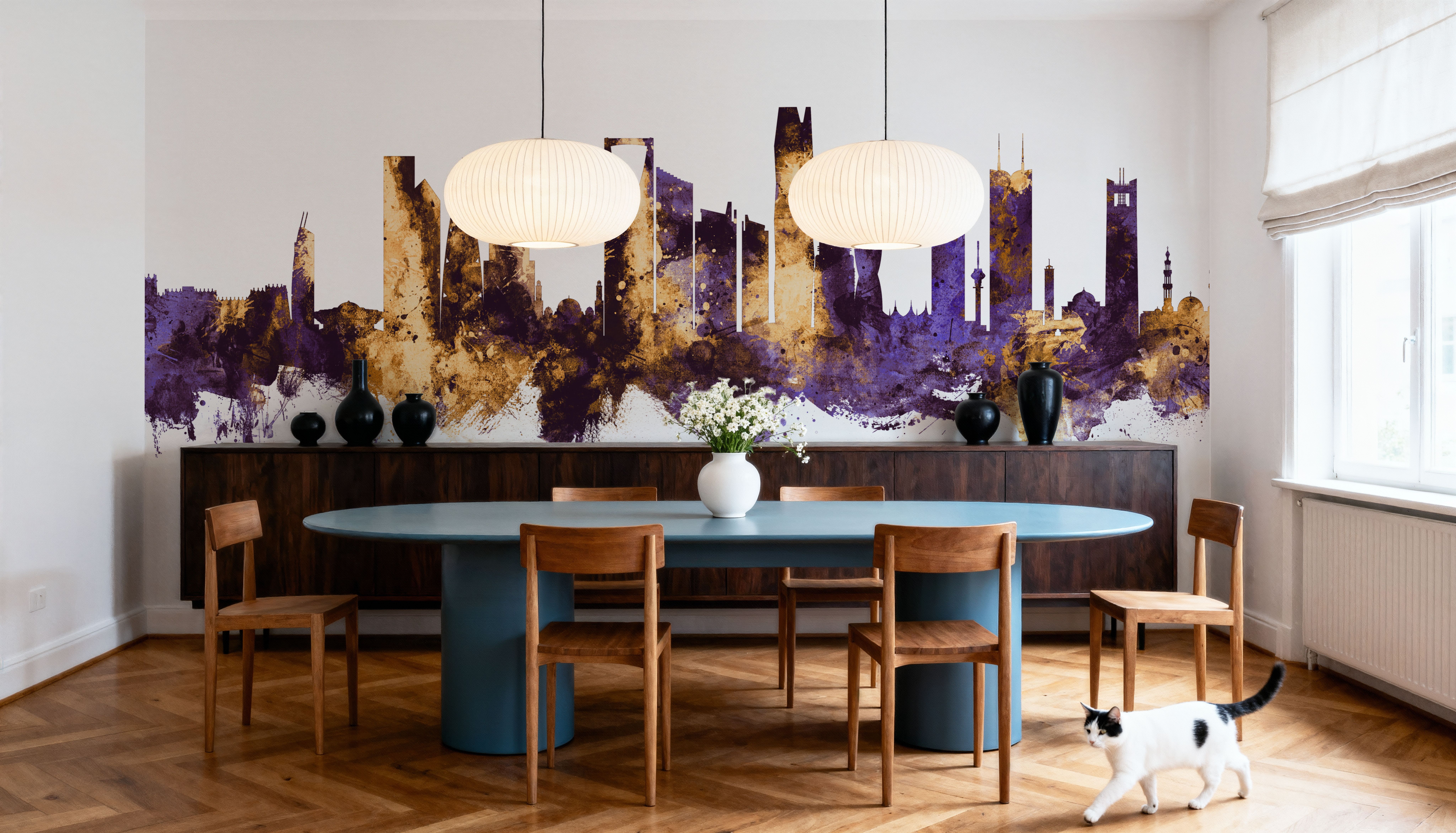 Riyadh Saudi Arabia Skyline Purple & Gold, Wallpaper