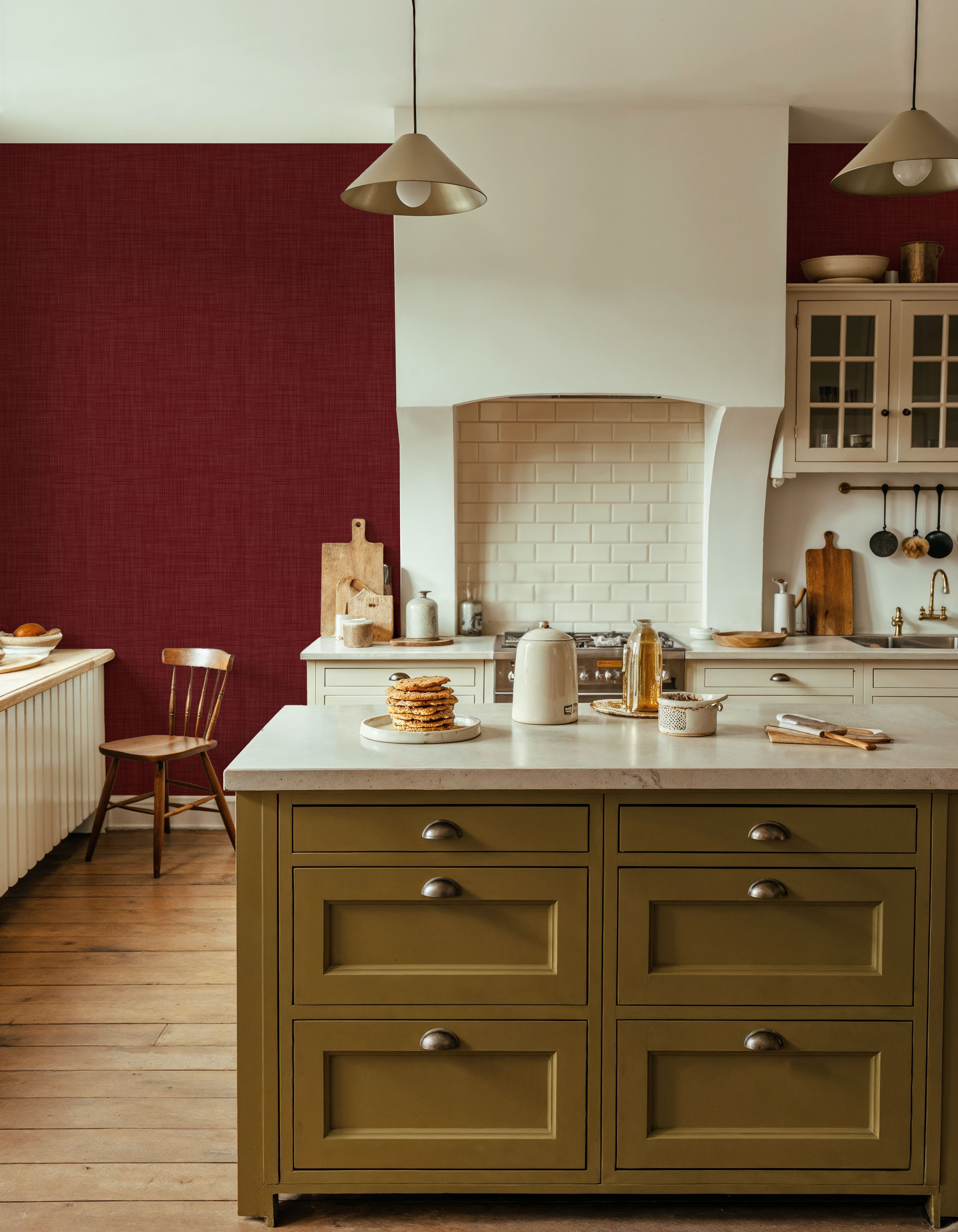 Mottled Linen Effect, Tomato Red