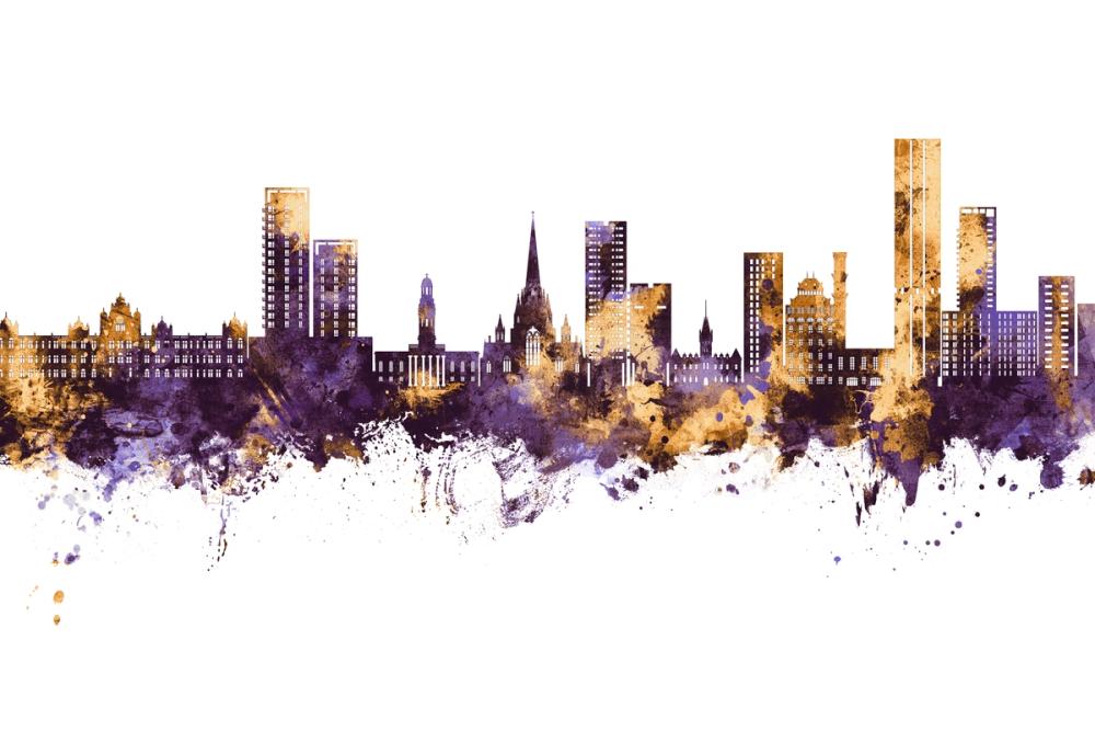Salford England Skyline Purple & Gold
