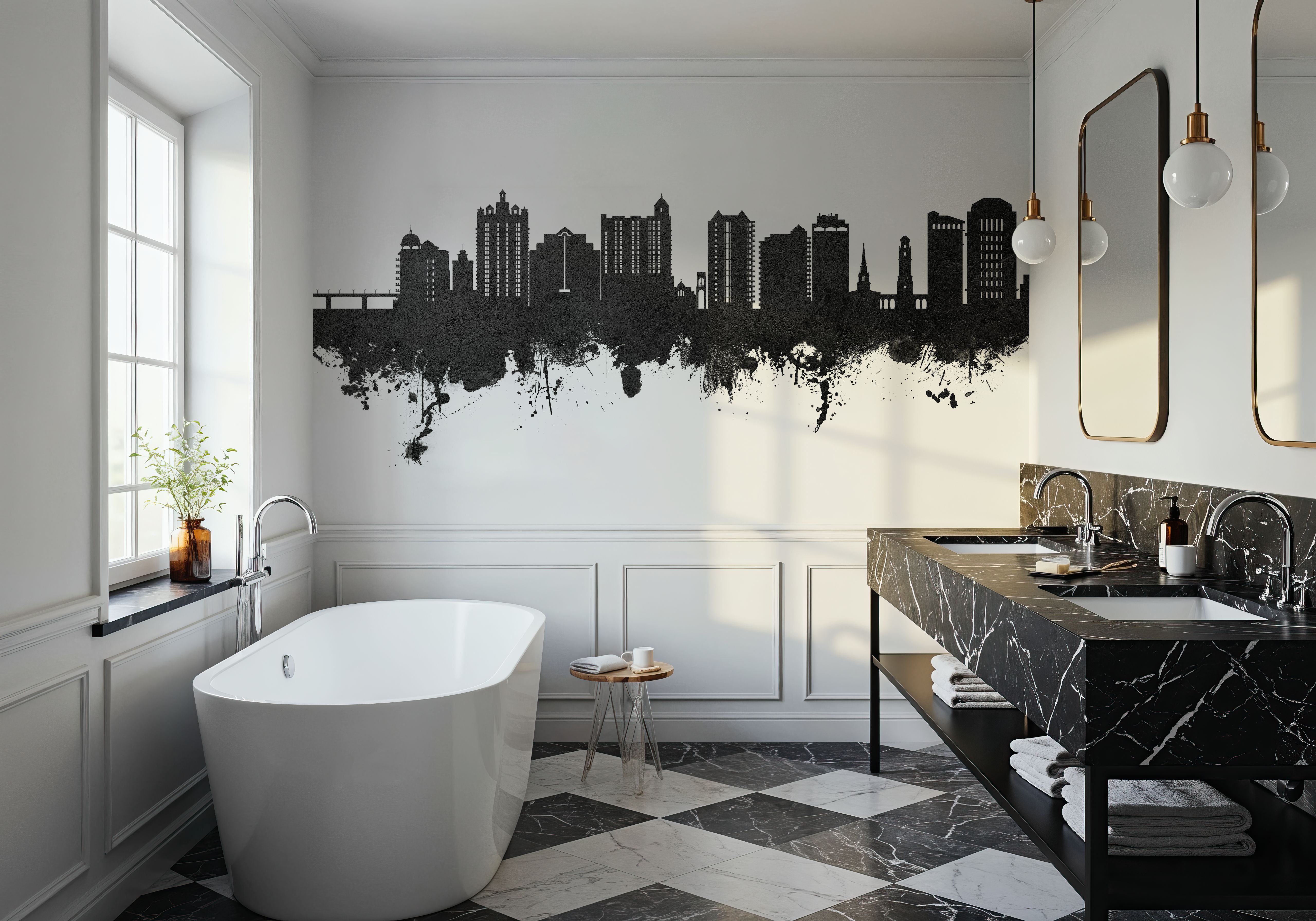 Sarasota Florida Skyline Black & White, Wallpaper