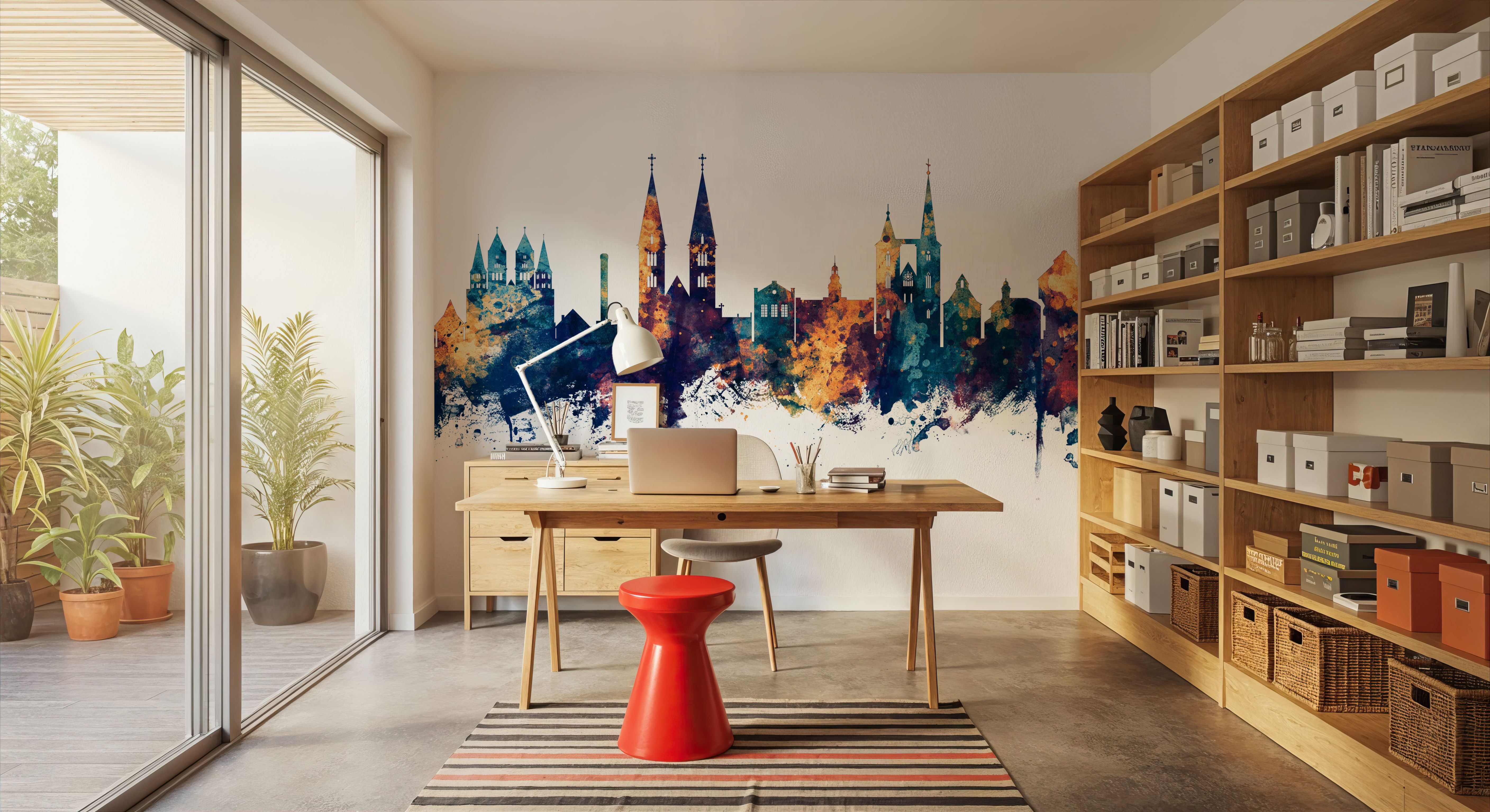 Halberstadt Germany Skyline Blue & Bronze, Wallpaper