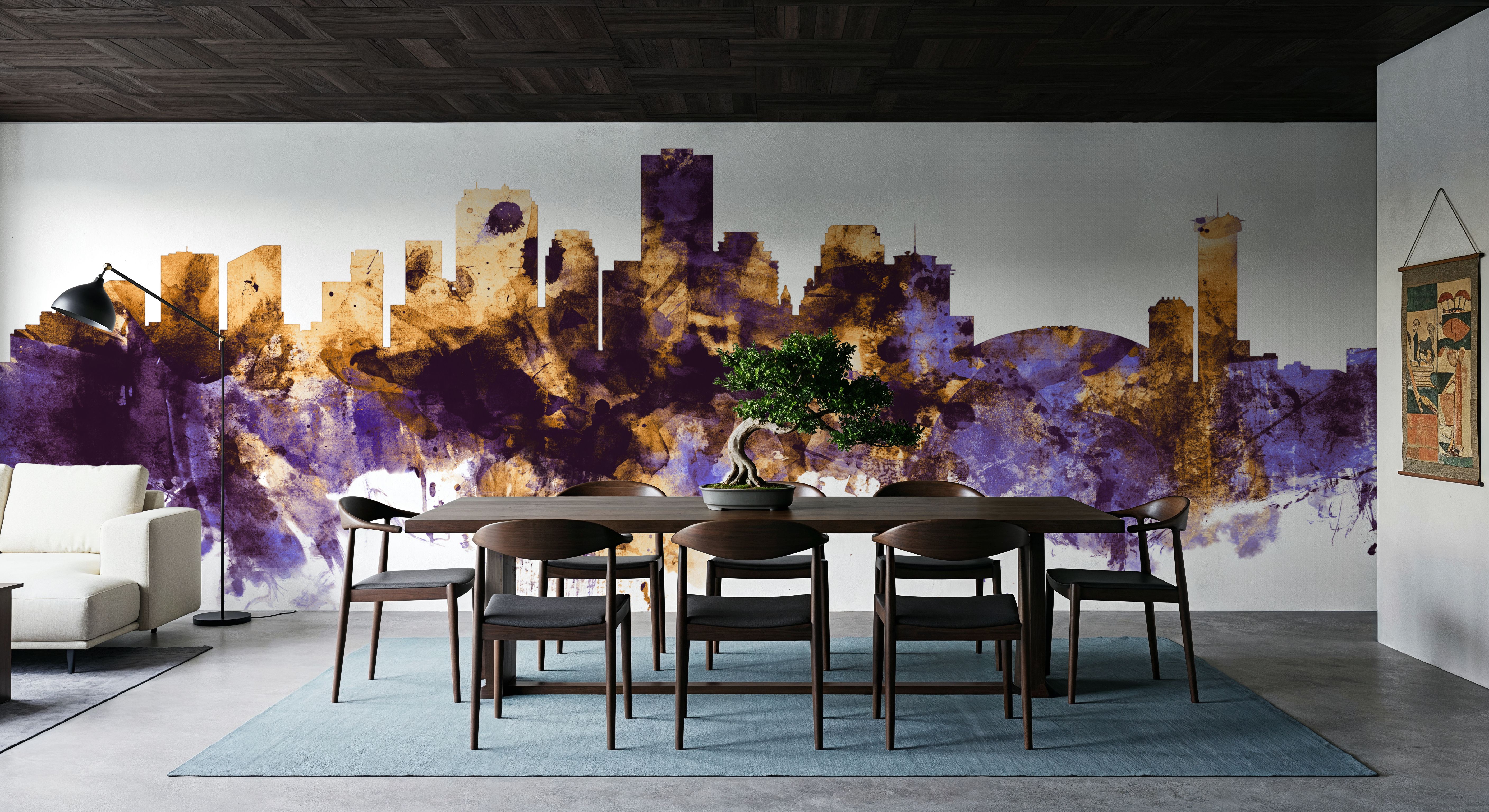 New Orleans Louisiana Skyline Purple & Gold