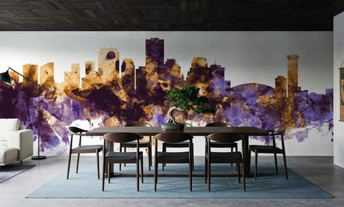 New Orleans Louisiana Skyline Purple & Gold