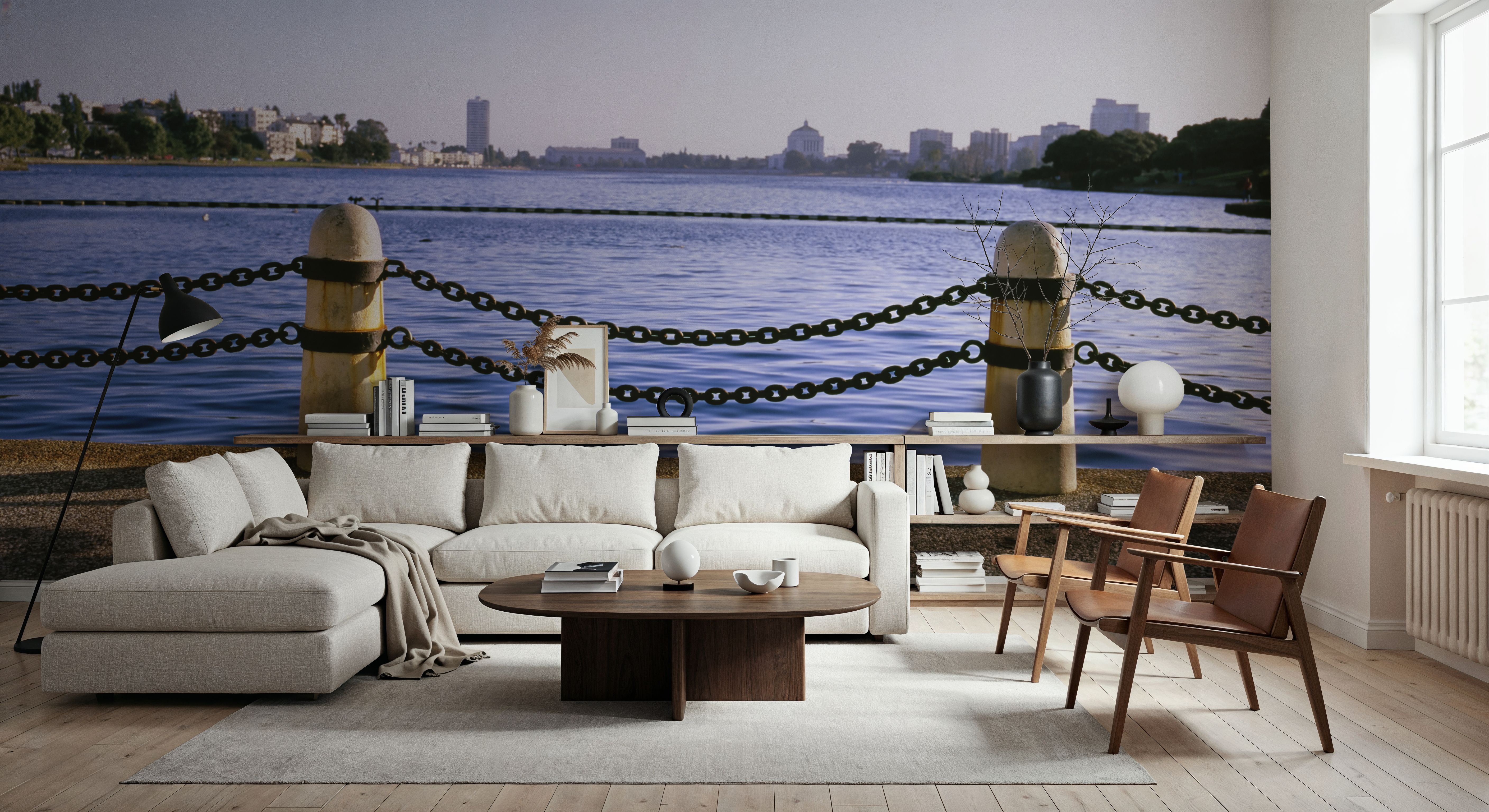 Urban Waterfront Serenity, Wallpaper