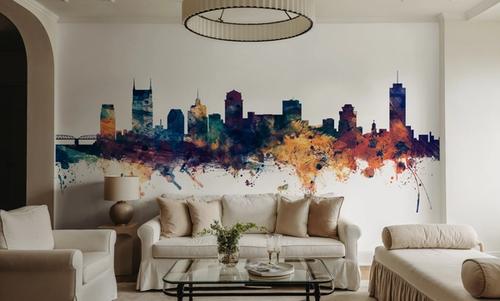 Nashville Tennessee Skyline Blue & Bronze