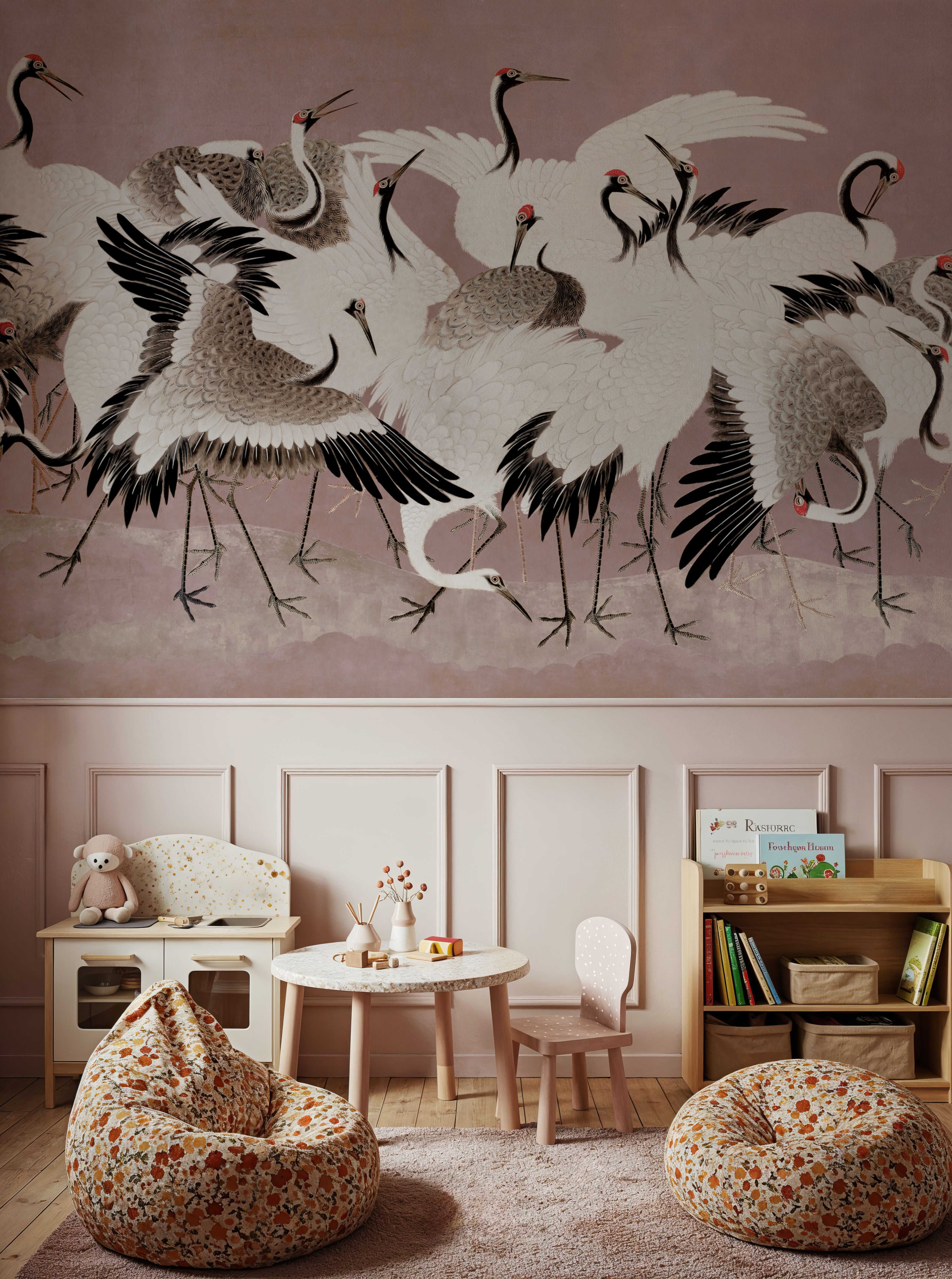 Japanese Flock of Cranes, Rosebud