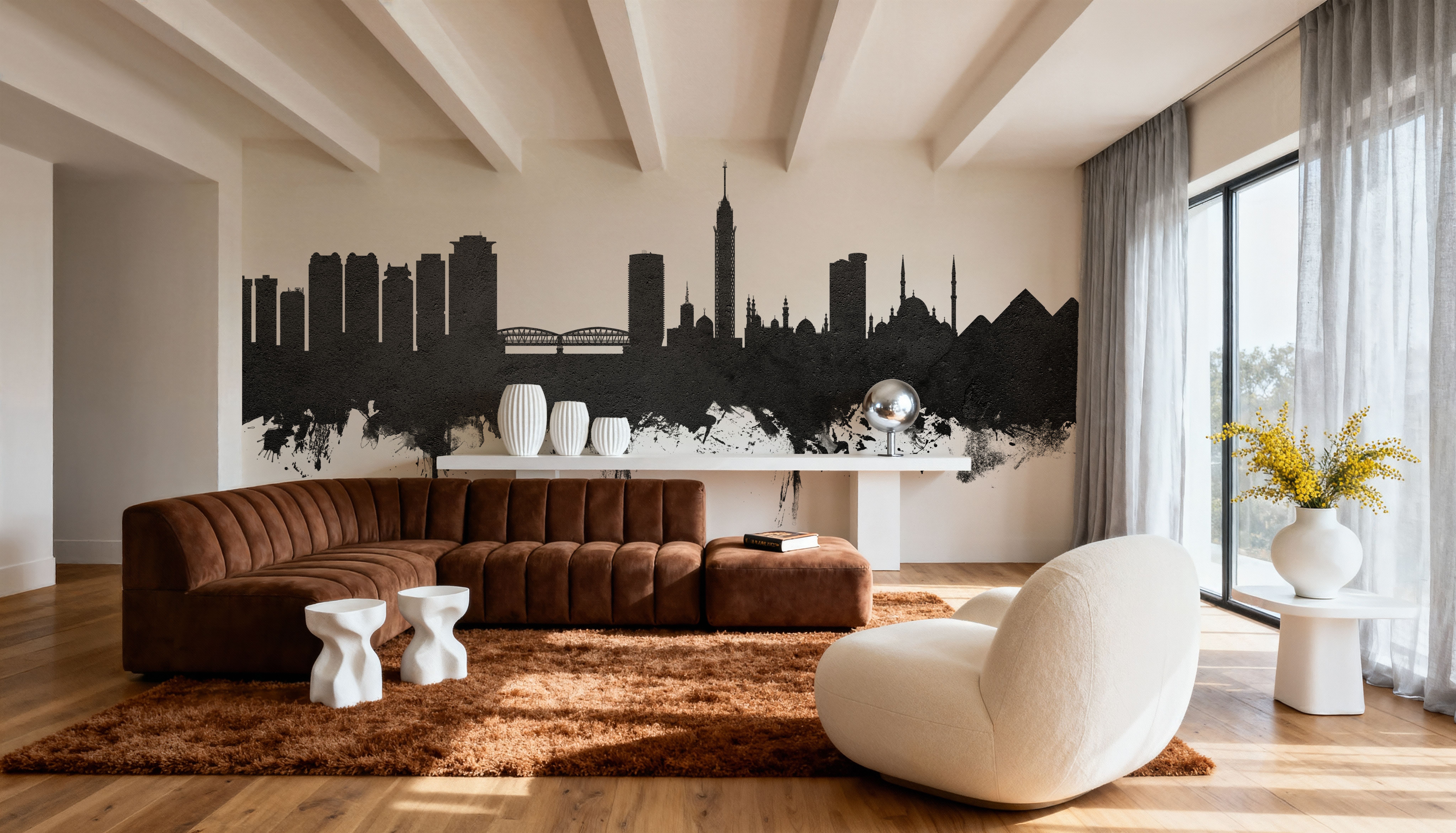 Cairo Egypt Skyline Black & White