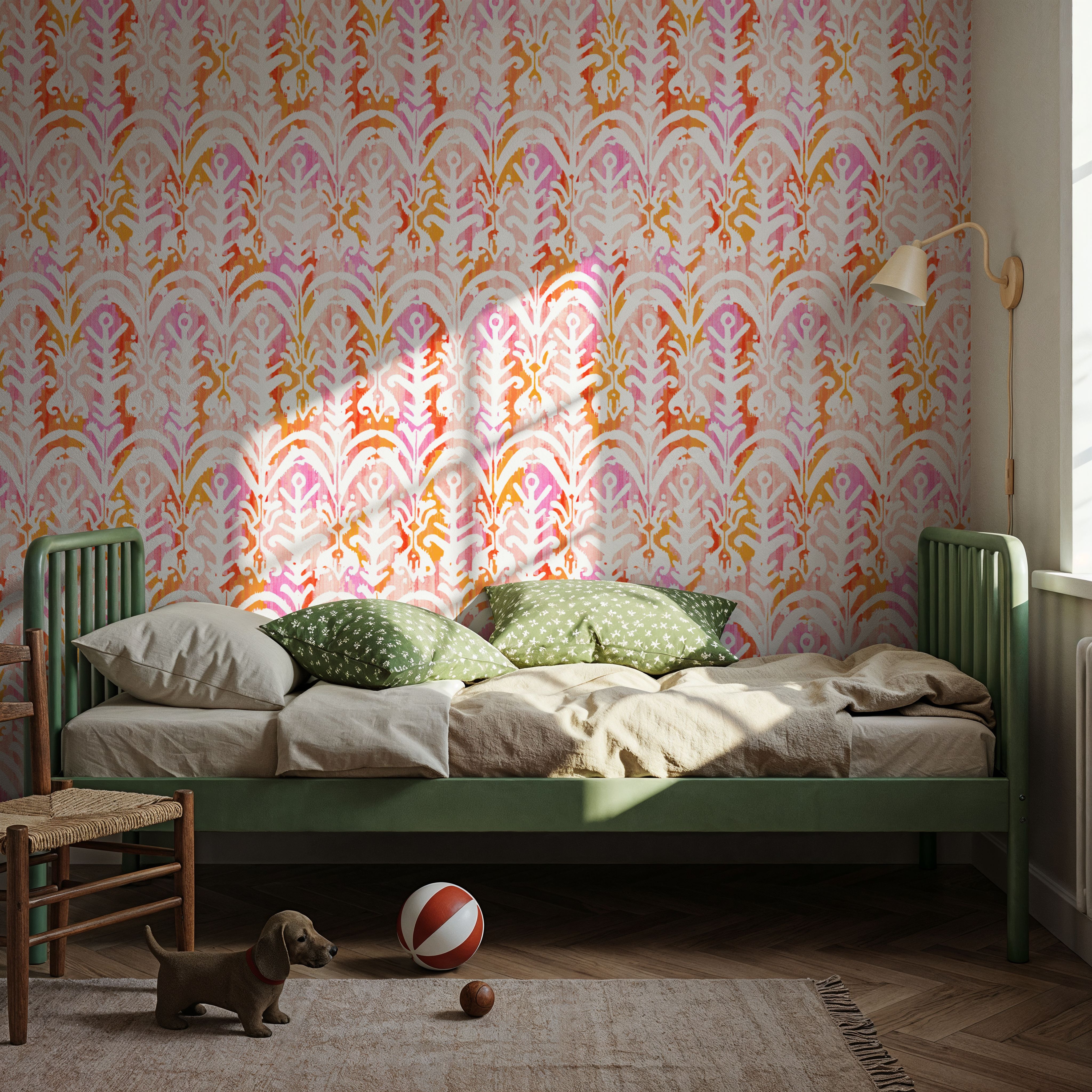 Rose Ikat, Papier peint